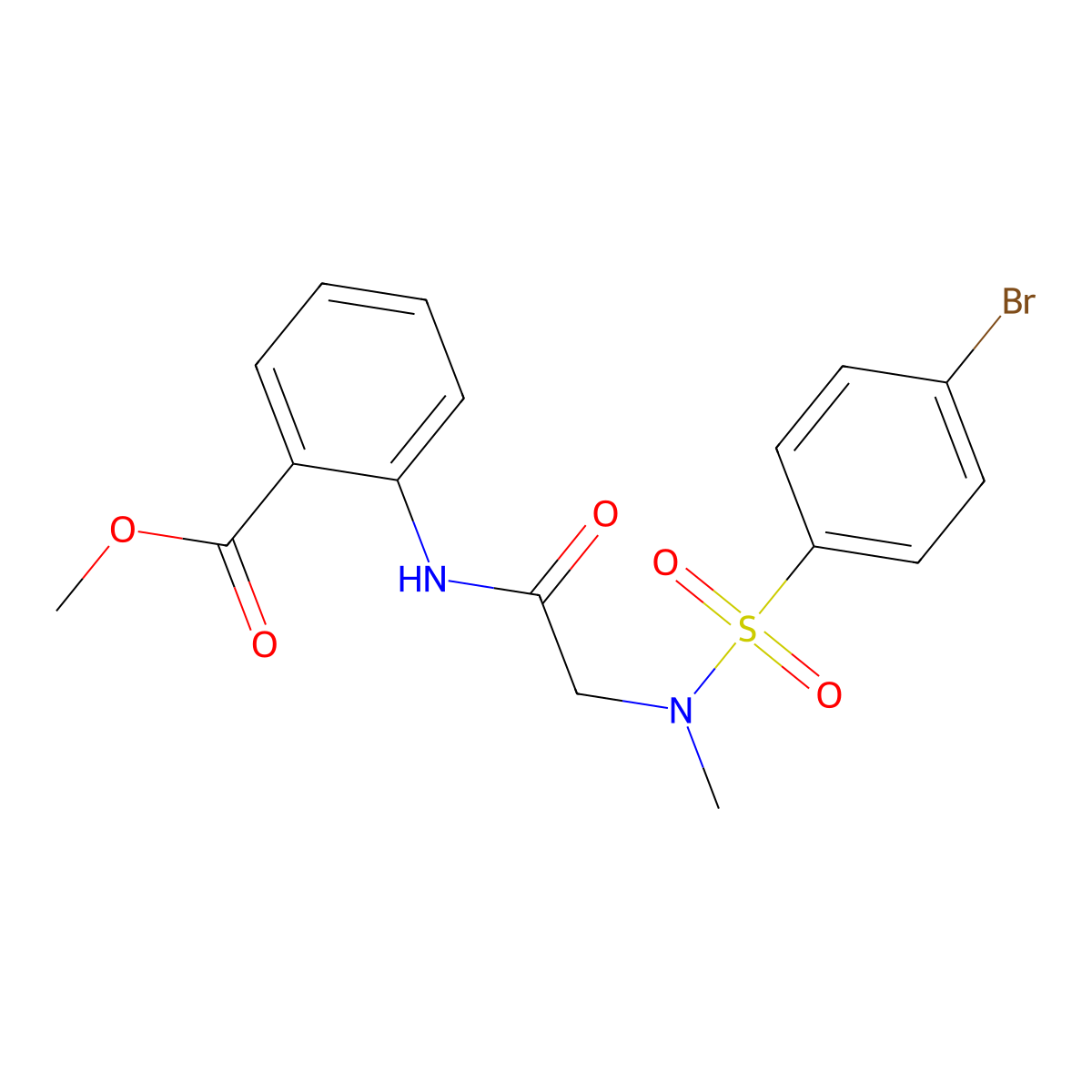 methyl 2-({N-[(4-bromophenyl)sulfonyl]-N-methylglycyl}amino)benzoate molecular structure, CAS 499113-35-8