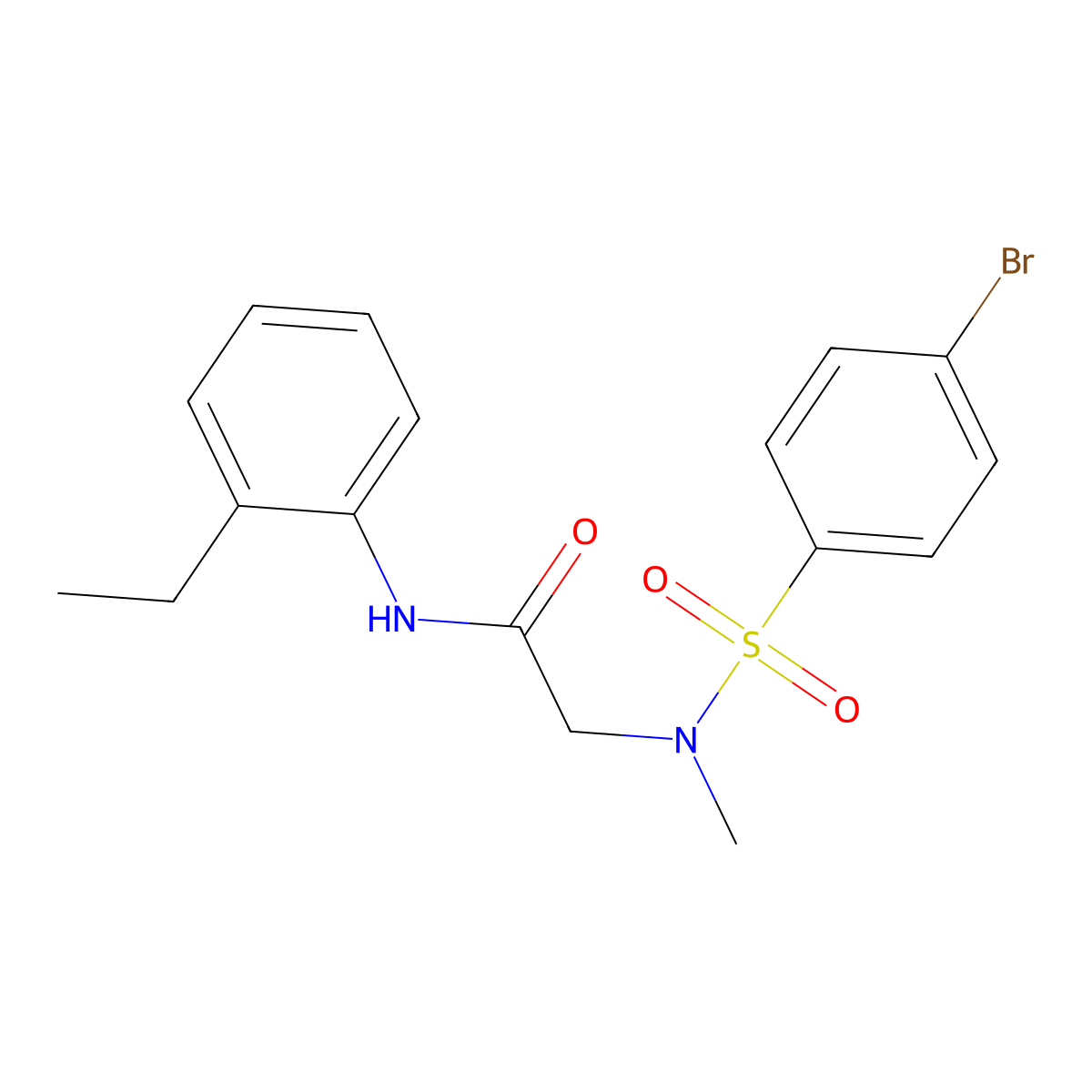 2-[(4-bromophenyl)sulfonyl-methylamino]-N-(2-ethylphenyl)acetamide molecular structure, CAS 499113-37-0