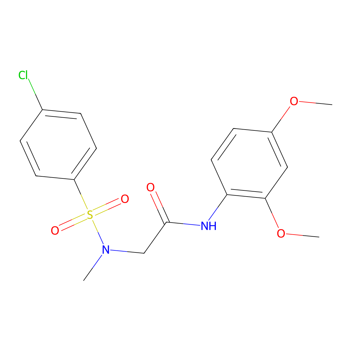 2-[[(4-chlorophenyl)sulfonyl](methyl)amino]-N-(2,4-dimethoxyphenyl)acetamide molecular structure, CAS 499113-52-9