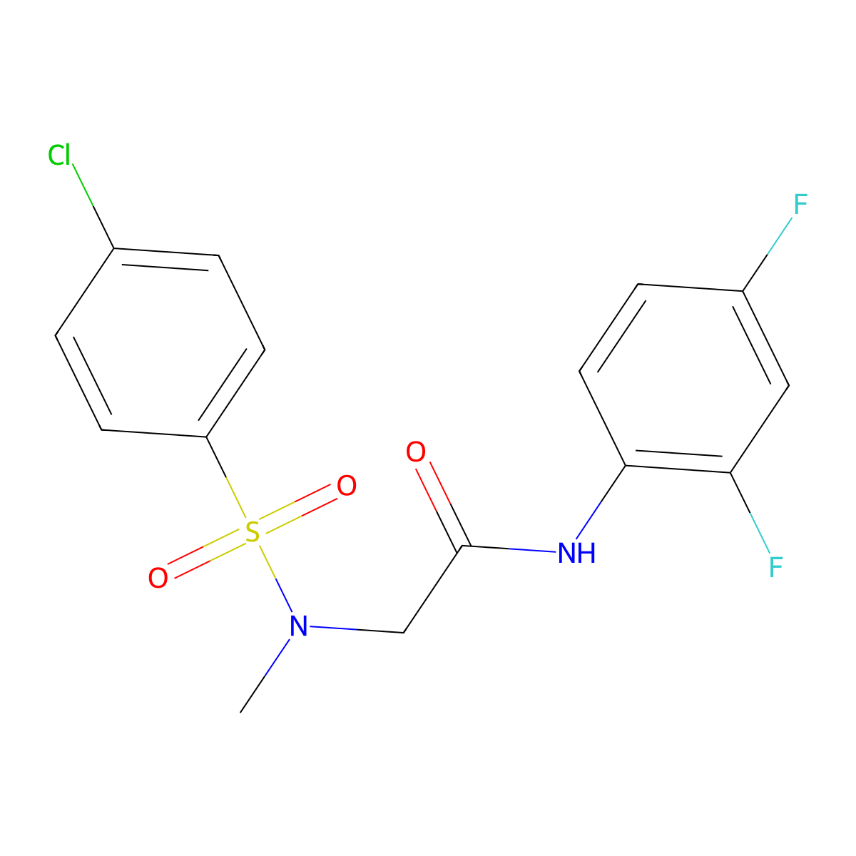 2-[(4-chlorophenyl)sulfonyl-methylamino]-N-(2,4-difluorophenyl)acetamide molecular structure, CAS 499113-60-9