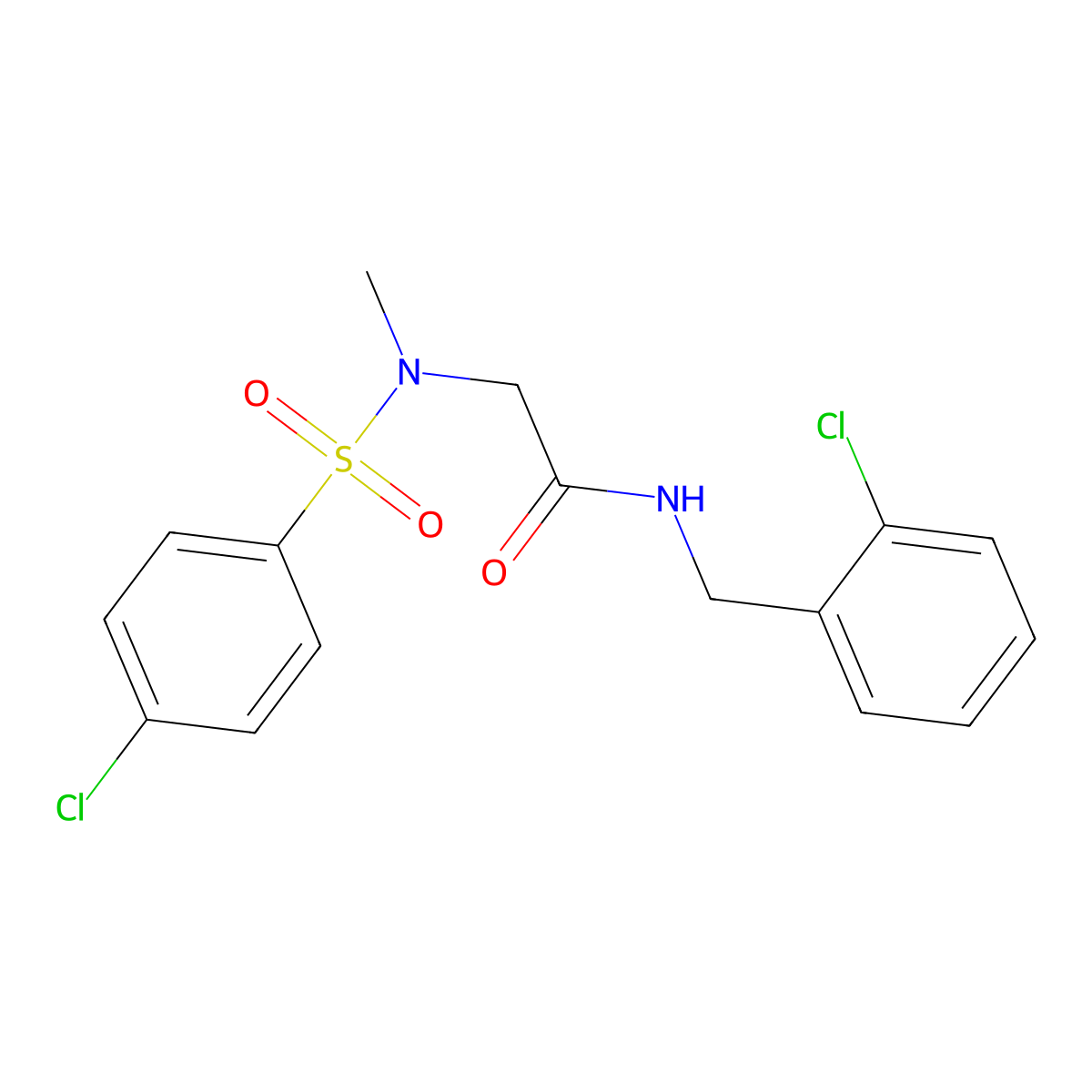N-[(2-chlorophenyl)methyl]-2-[(4-chlorophenyl)sulfonyl-methylamino]acetamide molecular structure, CAS 499113-64-3