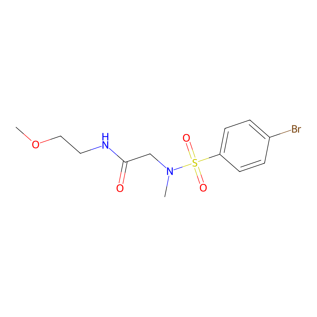 2-[(4-bromophenyl)sulfonyl-methylamino]-N-(2-methoxyethyl)acetamide molecular structure, CAS 499113-66-5