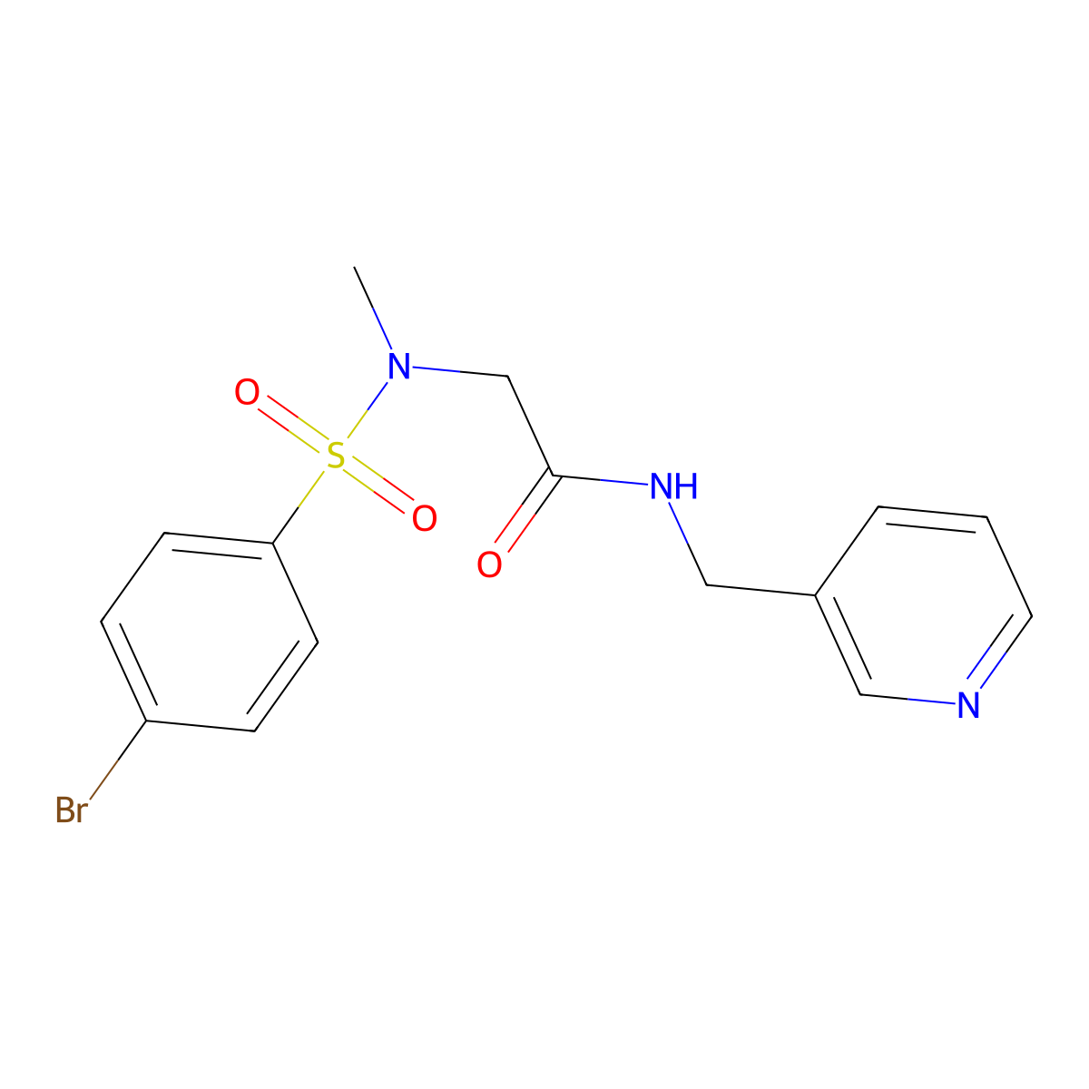 2-[(4-bromophenyl)sulfonyl-methylamino]-N-(pyridin-3-ylmethyl)acetamide molecular structure, CAS 499113-70-1
