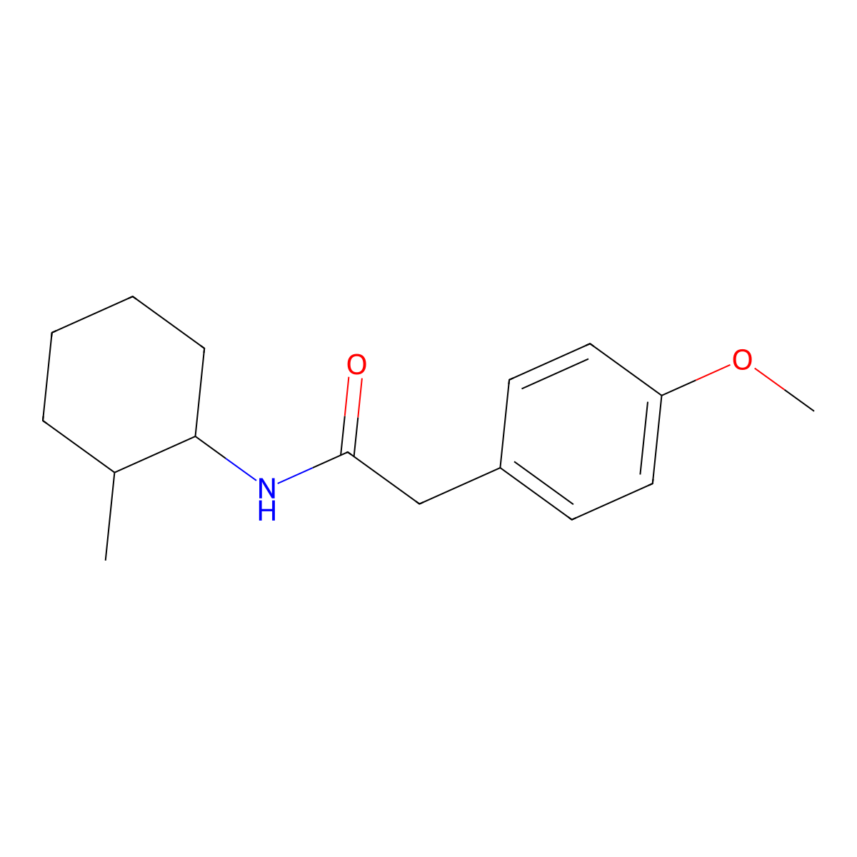2-(4-methoxyphenyl)-N-(2-methylcyclohexyl)acetamide molecular structure, CAS 499113-94-9