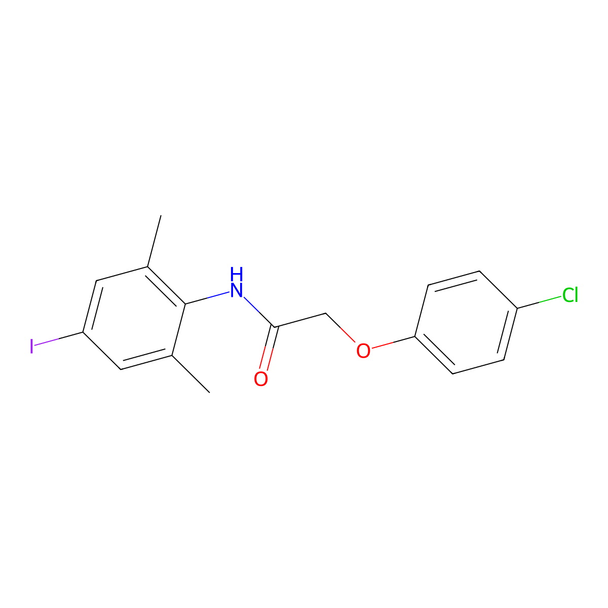 2-(4-chlorophenoxy)-N-(4-iodo-2,6-dimethylphenyl)acetamide molecular structure, CAS 499114-00-0