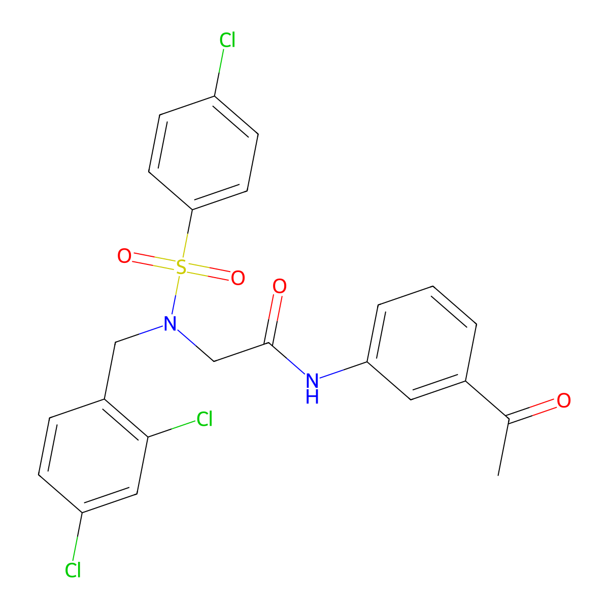 N-(3-acetylphenyl)-2-[[(4-chlorophenyl)sulfonyl](2,4-dichlorobenzyl)amino]acetamide molecular structure, CAS 499114-31-7