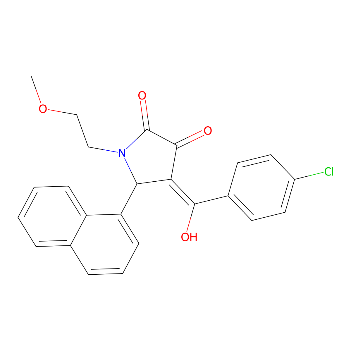 4-(4-chlorobenzoyl)-3-hydroxy-1-(2-methoxyethyl)-5-(naphthalen-1-yl)-2,5-dihydro-1H-pyrrol-2-one molecular structure, CAS 499116-38-0