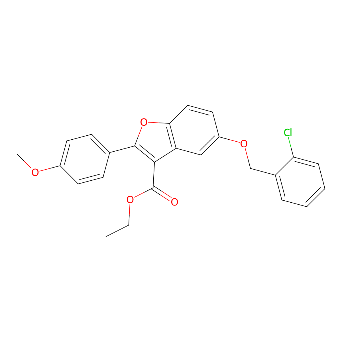 Ethyl 5-[(2-chlorophenyl)methoxy]-2-(4-methoxyphenyl)-1-benzofuran-3-carboxylate molecular structure, CAS 499117-33-8
