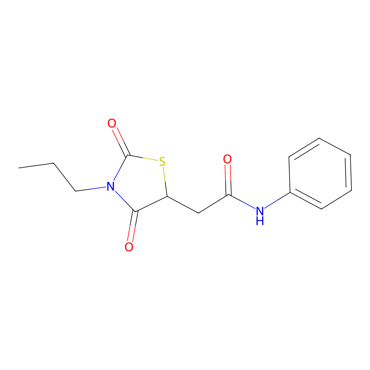 2-(2,4-dioxo-3-propyl-1,3-thiazolidin-5-yl)-N-phenylacetamide molecular structure, CAS 499117-49-6