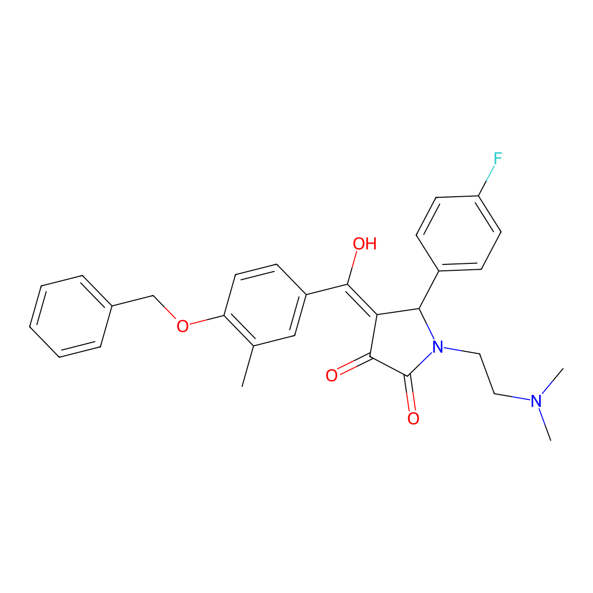 4-[4-(benzyloxy)-3-methylbenzoyl]-1-[2-(dimethylamino)ethyl]-5-(4-fluorophenyl)-3-hydroxy-2,5-dihydro-1H-pyrrol-2-one molecular structure, CAS 499117-90-7