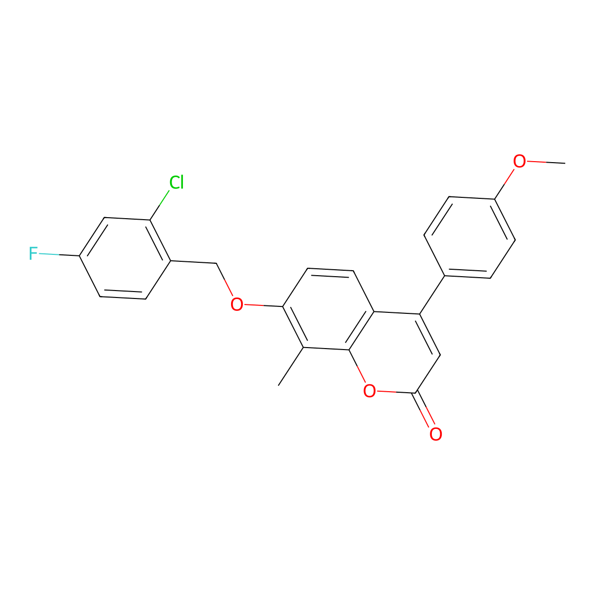 7-[(2-chloro-4-fluorobenzyl)oxy]-4-(4-methoxyphenyl)-8-methyl-2H-chromen-2-one molecular structure, CAS 499117-92-9