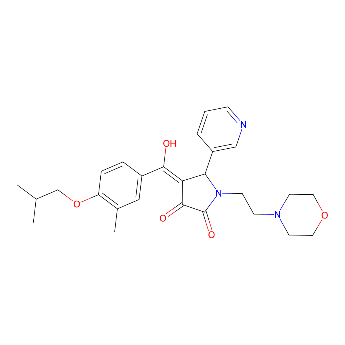3-hydroxy-4-[3-methyl-4-(2-methylpropoxy)benzoyl]-1-[2-(morpholin-4-yl)ethyl]-5-(pyridin-3-yl)-2,5-dihydro-1H-pyrrol-2-one molecular structure, CAS 499118-54-6