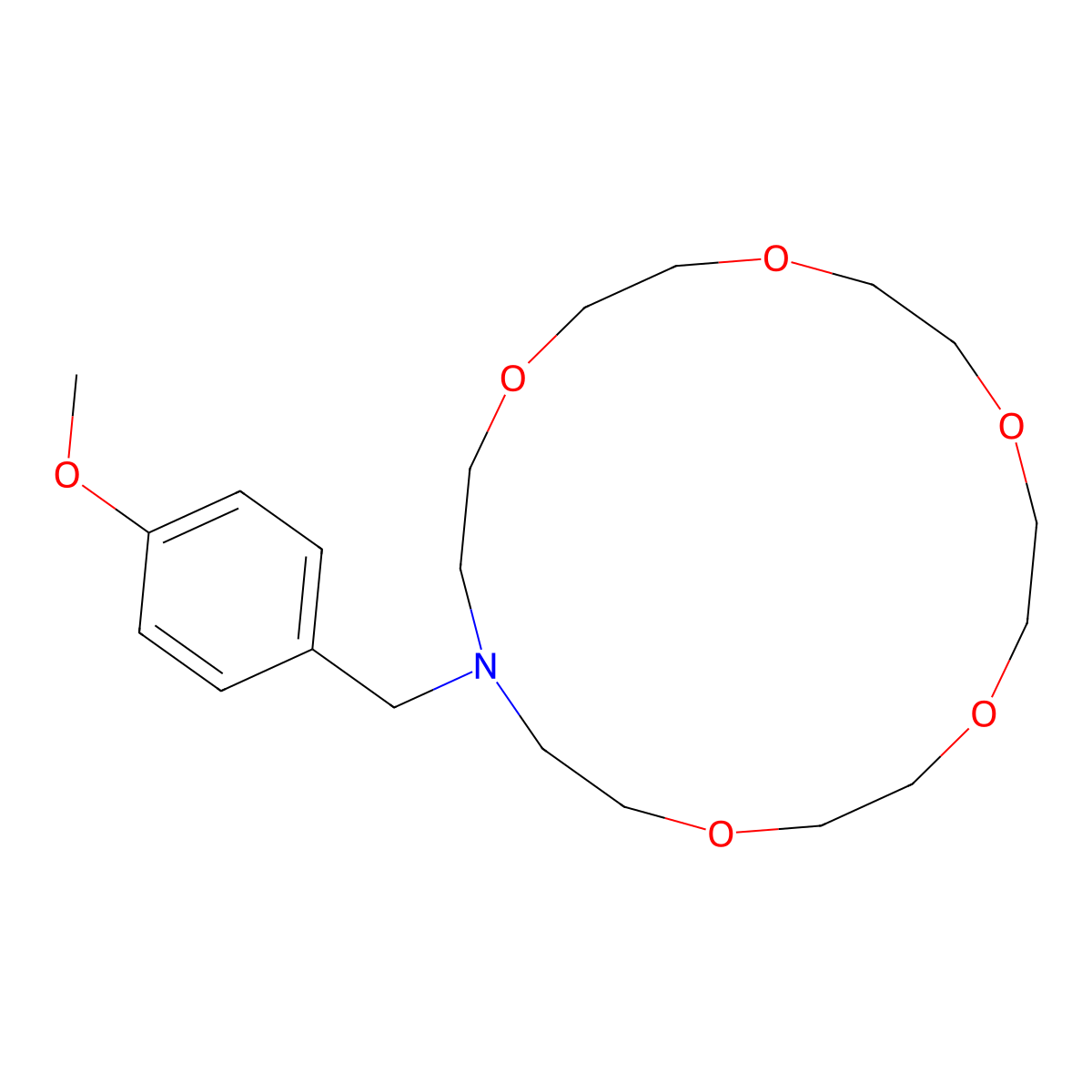16-(4-Methoxybenzyl)-1,4,7,10,13-pentaoxa-16-azacyclooctadecane molecular structure, CAS 499118-95-5