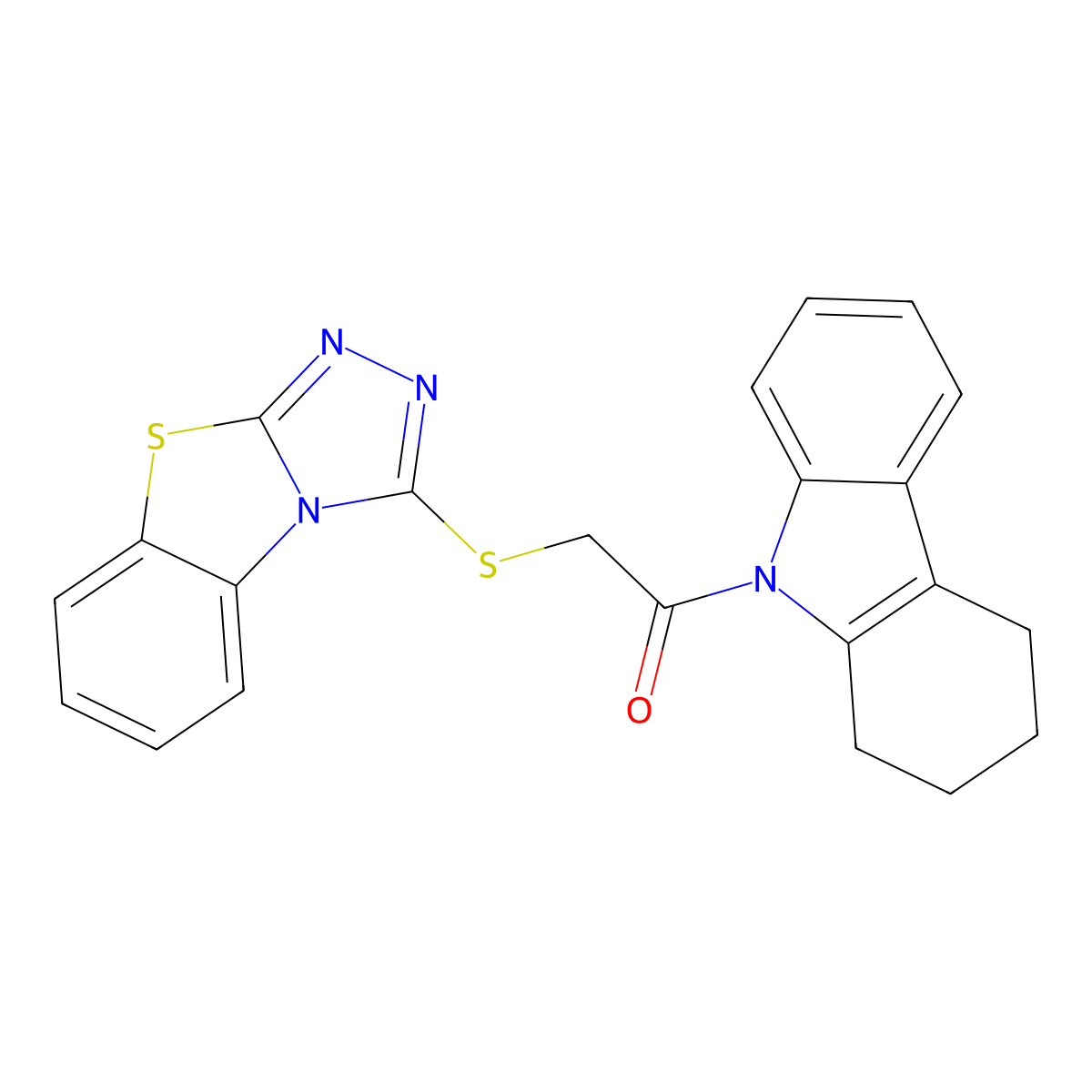 1-(1,2,3,4-tetrahydro-9H-carbazol-9-yl)-2-([1,2,4]triazolo[3,4-b][1,3]benzothiazol-3-ylsulfanyl)ethanone molecular structure, CAS 499118-96-6