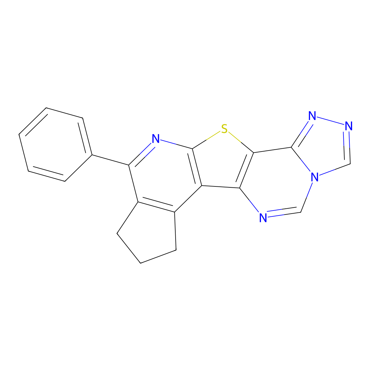10-phenyl-8,9-dihydro-7H-cyclopenta[4',5']pyrido[3',2':4,5]thieno[2,3-e][1,2,4]triazolo[4,3-c]pyrimidine molecular structure, CAS 499119-04-9