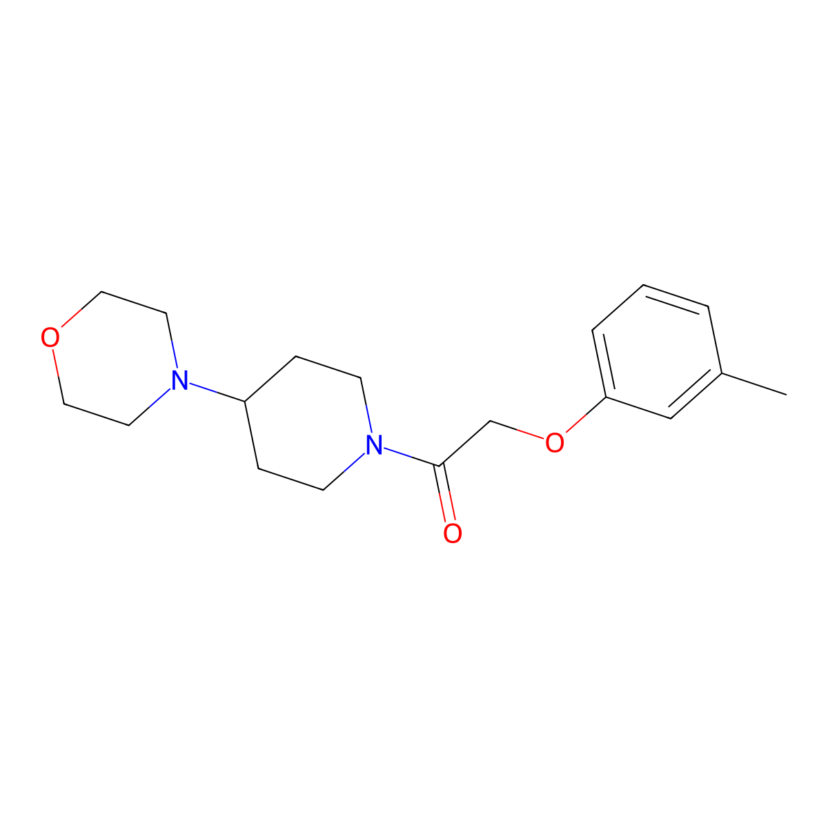2-(3-Methylphenoxy)-1-(4-morpholin-4-ylpiperidin-1-yl)ethanone molecular structure, CAS 499119-57-2