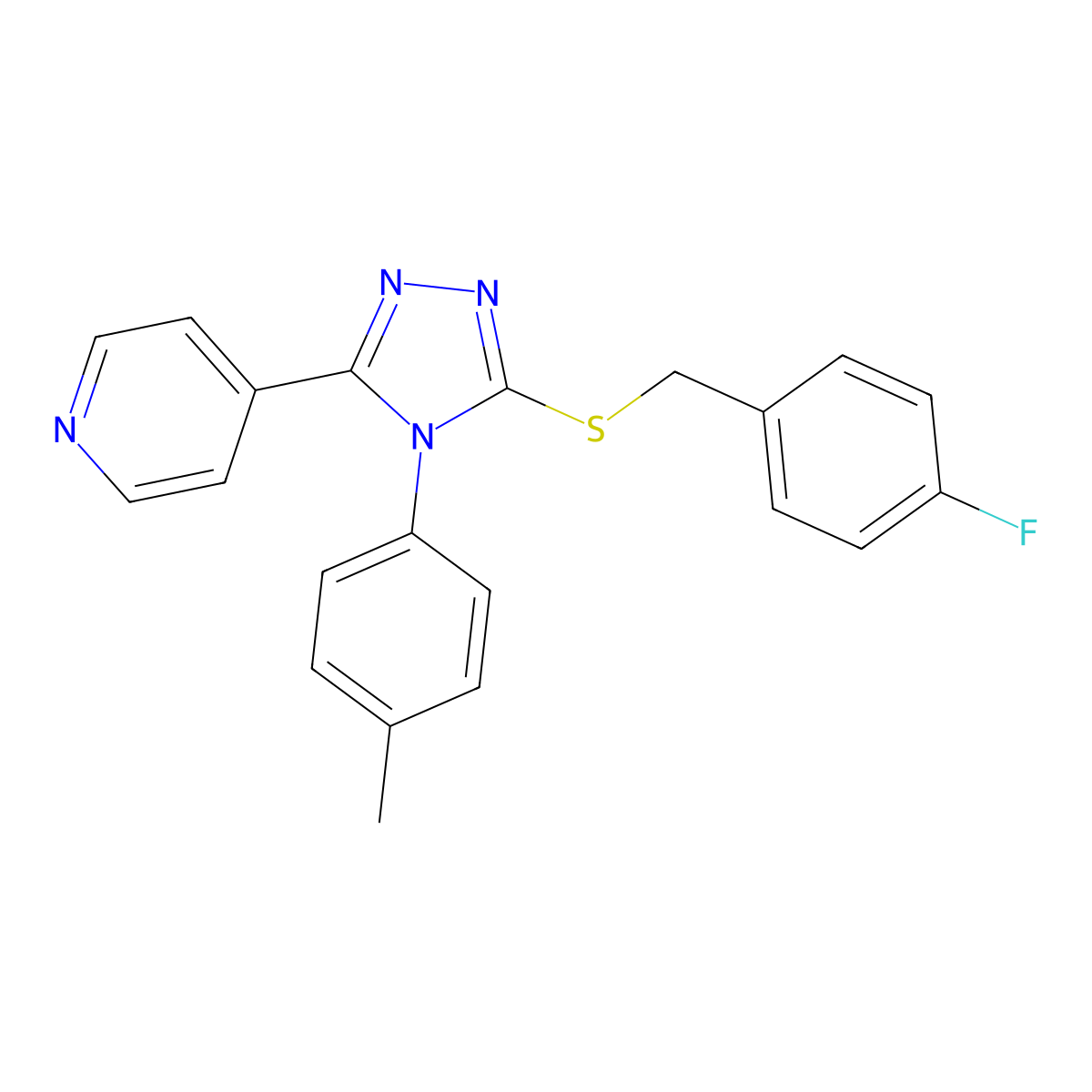 4-{5-[(4-fluorobenzyl)sulfanyl]-4-(4-methylphenyl)-4H-1,2,4-triazol-3-yl}pyridine molecular structure, CAS 499124-47-9