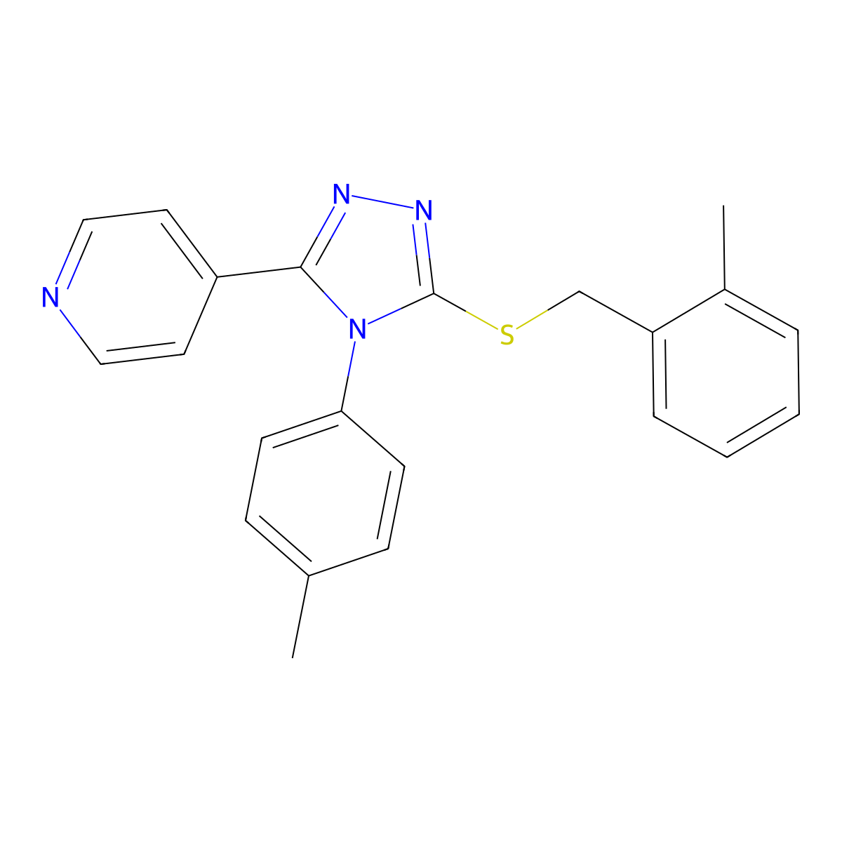 4-(4-Methylphenyl)-3-[(2-methylphenyl)methylthio]-5-(4-pyridyl)-1,2,4-triazole molecular structure, CAS 499124-50-4