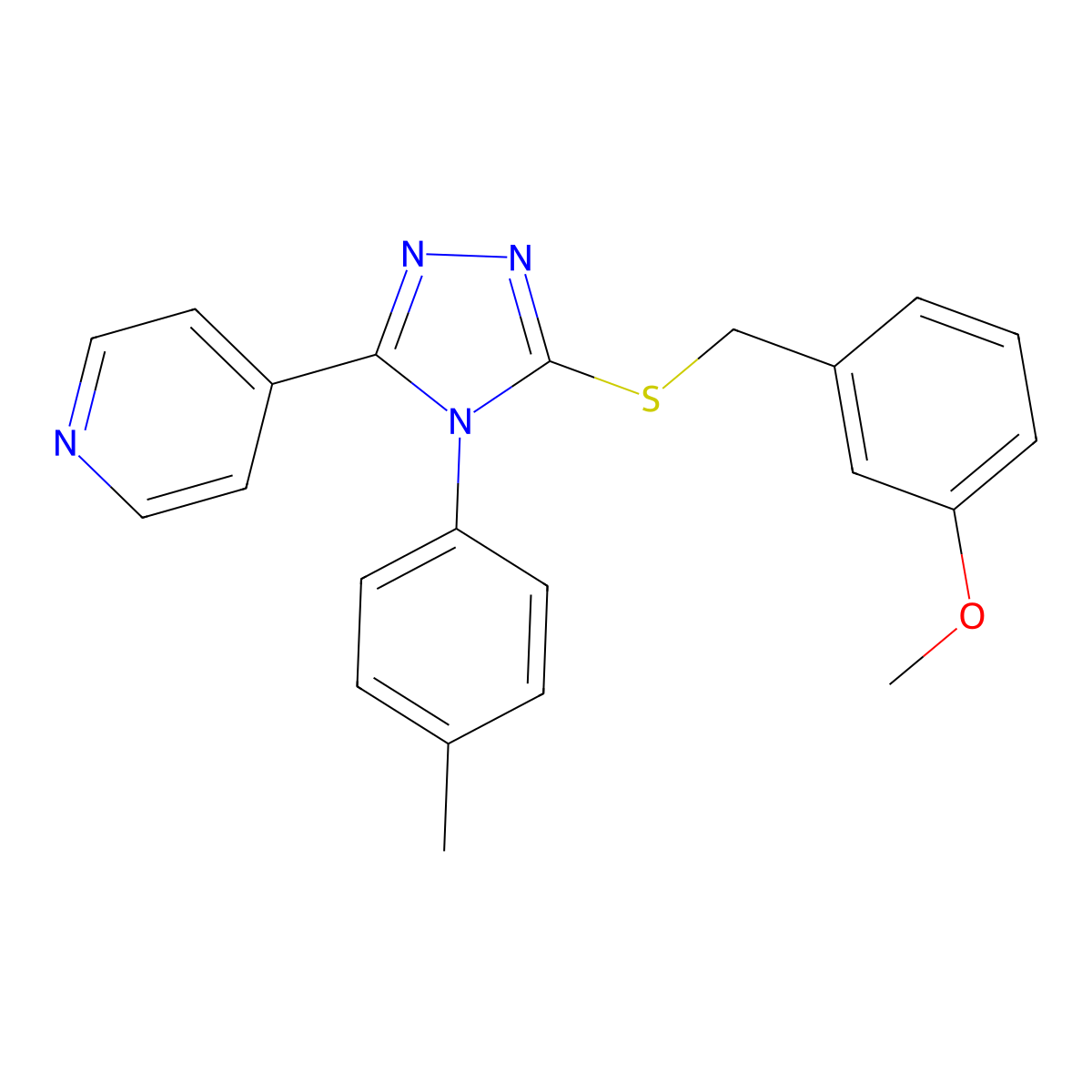 4-[5-[(3-Methoxyphenyl)methylsulfanyl]-4-(4-methylphenyl)-1,2,4-triazol-3-yl]pyridine molecular structure, CAS 499124-51-5