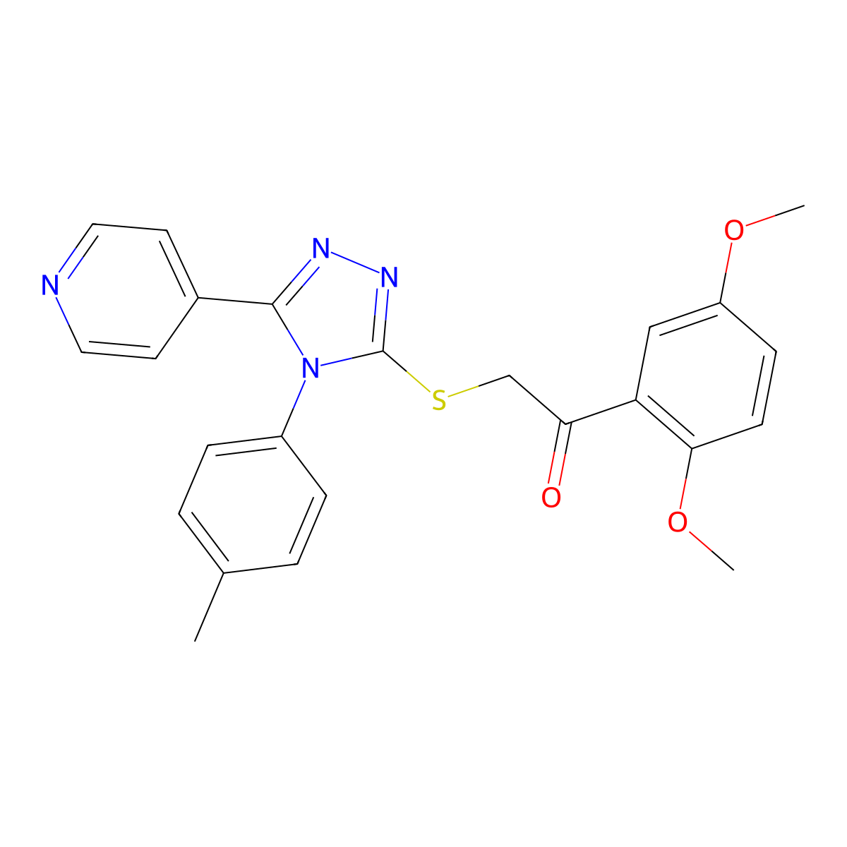 1-(2,5-dimethoxyphenyl)-2-{[4-(4-methylphenyl)-5-(pyridin-4-yl)-4H-1,2,4-triazol-3-yl]sulfanyl}ethanone molecular structure, CAS 499124-53-7