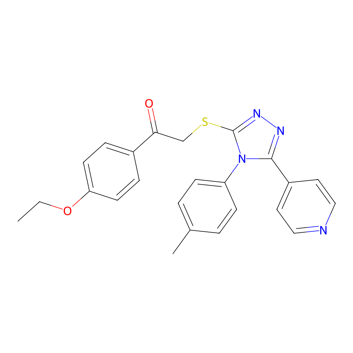 1-(4-Ethoxyphenyl)-2-[[4-(4-methylphenyl)-5-pyridin-4-yl-1,2,4-triazol-3-yl]sulfanyl]ethanone molecular structure, CAS 499124-54-8
