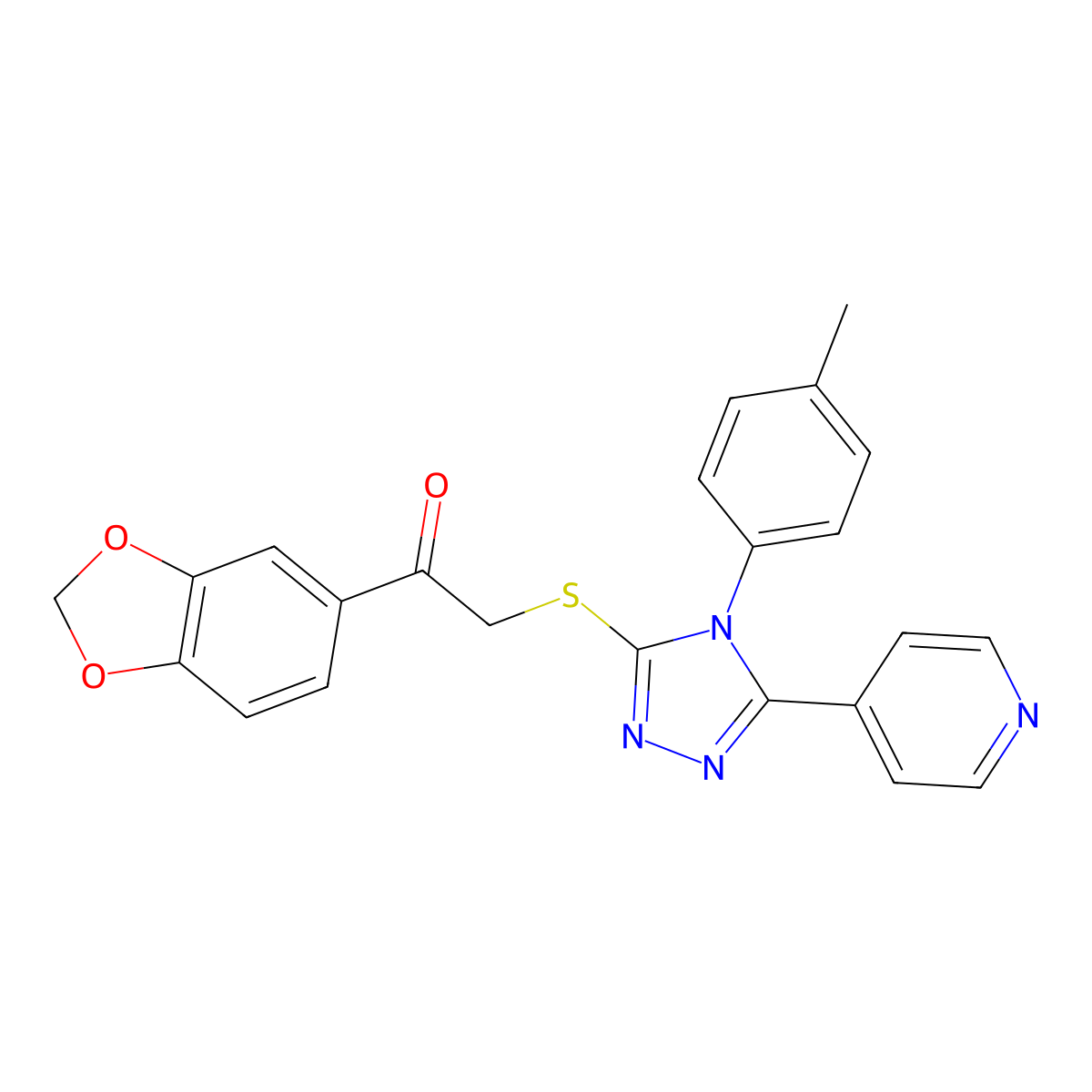 1-(1,3-benzodioxol-5-yl)-2-{[4-(4-methylphenyl)-5-(4-pyridinyl)-4H-1,2,4-triazol-3-yl]sulfanyl}ethanone molecular structure, CAS 499124-55-9