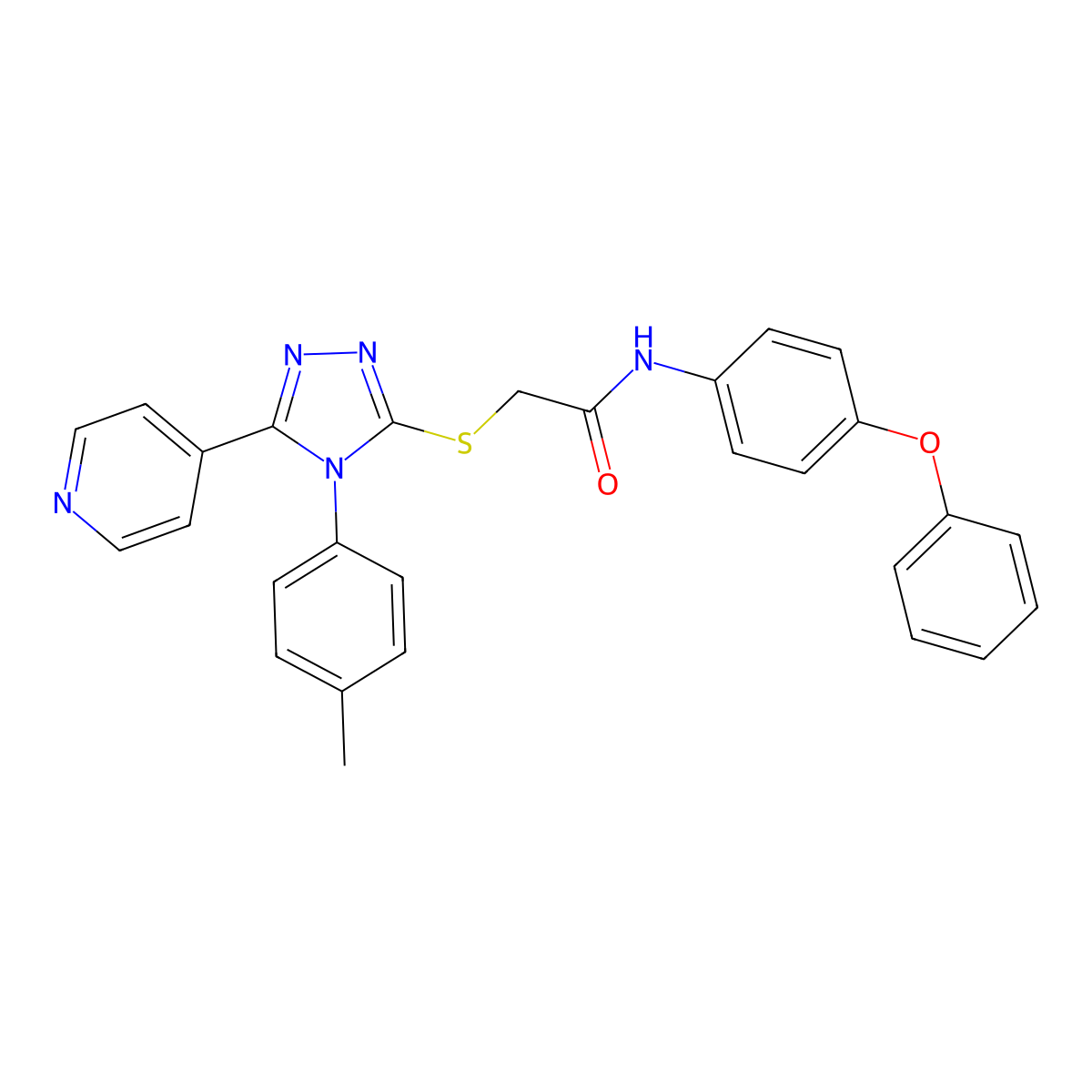 2-{[4-(4-methylphenyl)-5-(pyridin-4-yl)-4H-1,2,4-triazol-3-yl]sulfanyl}-N-(4-phenoxyphenyl)acetamide molecular structure, CAS 499124-61-7
