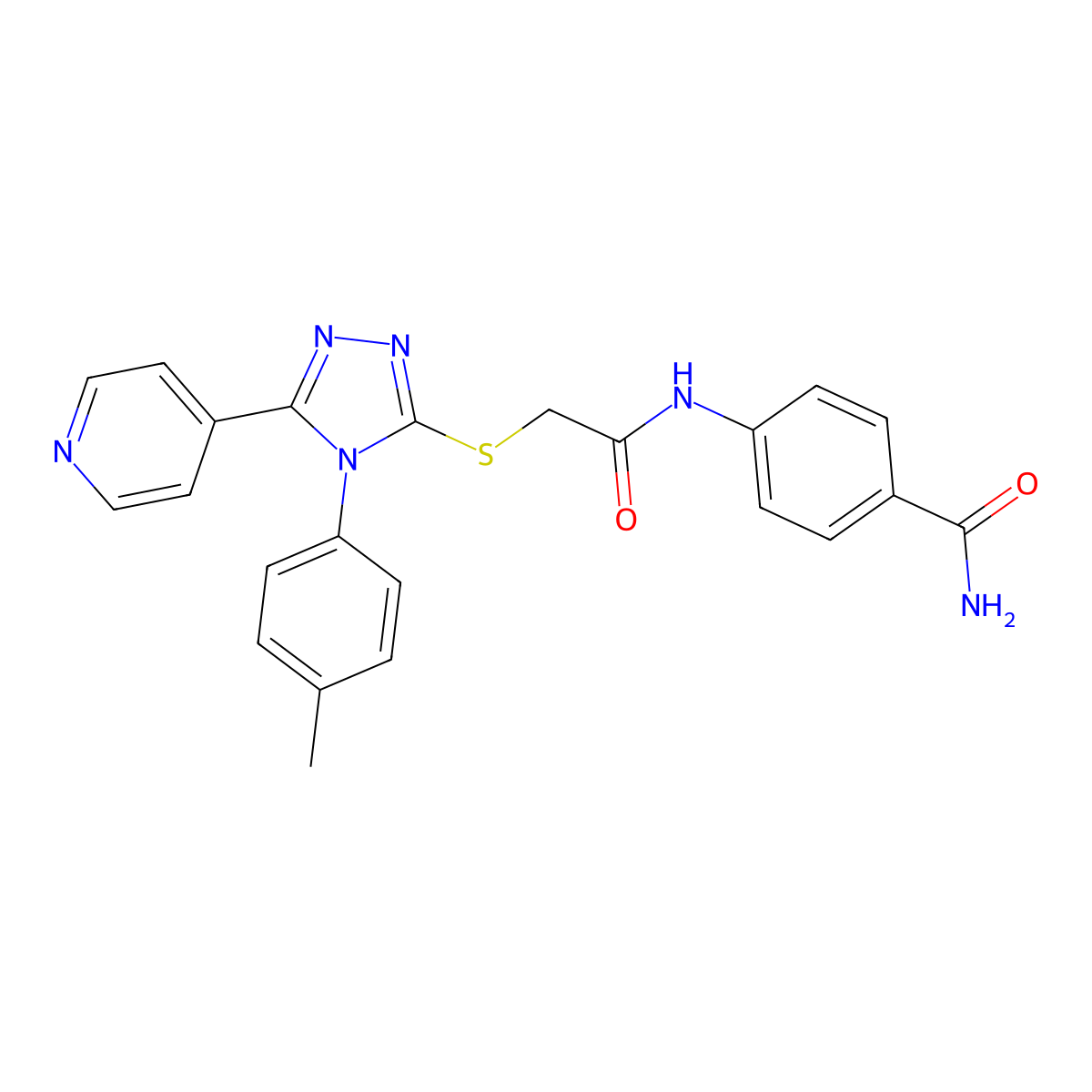 4-[({[4-(4-methylphenyl)-5-(pyridin-4-yl)-4H-1,2,4-triazol-3-yl]sulfanyl}acetyl)amino]benzamide molecular structure, CAS 499124-64-0