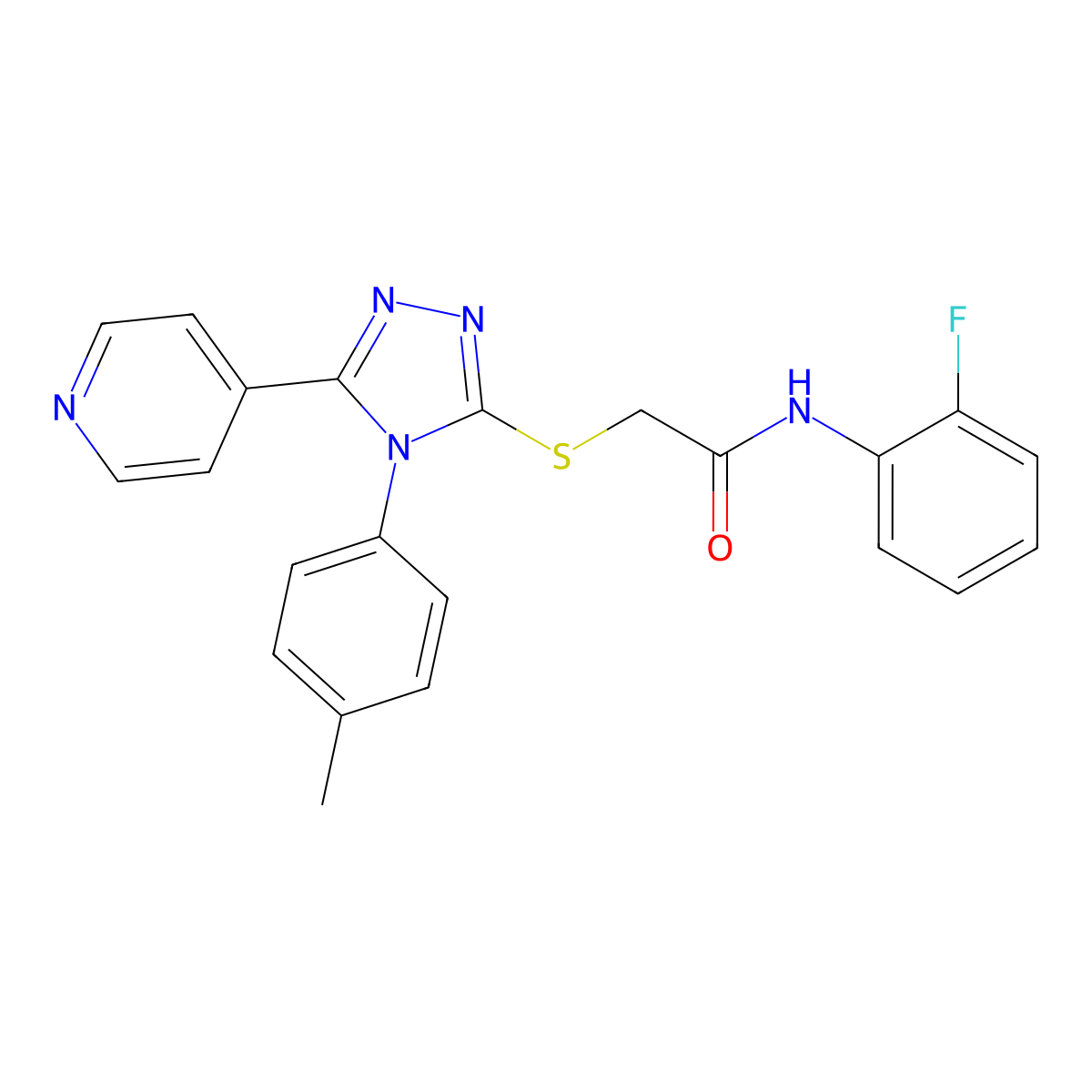 N-(2-fluorophenyl)-2-{[4-(4-methylphenyl)-5-(pyridin-4-yl)-4H-1,2,4-triazol-3-yl]sulfanyl}acetamide molecular structure, CAS 499124-65-1