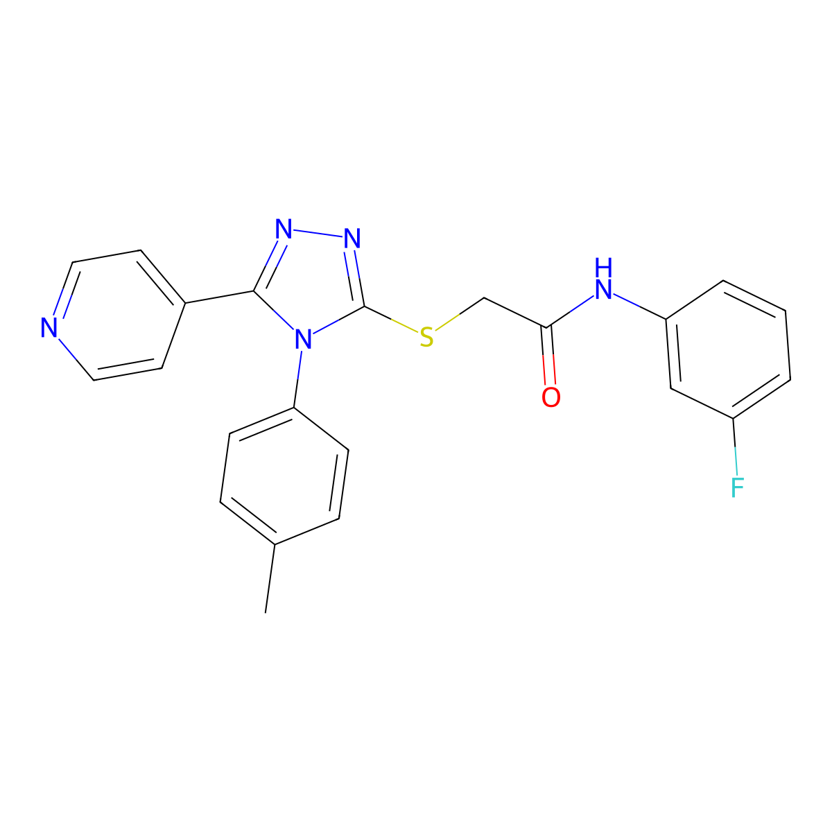 N-(3-fluorophenyl)-2-{[4-(4-methylphenyl)-5-(pyridin-4-yl)-4H-1,2,4-triazol-3-yl]sulfanyl}acetamide molecular structure, CAS 499124-66-2