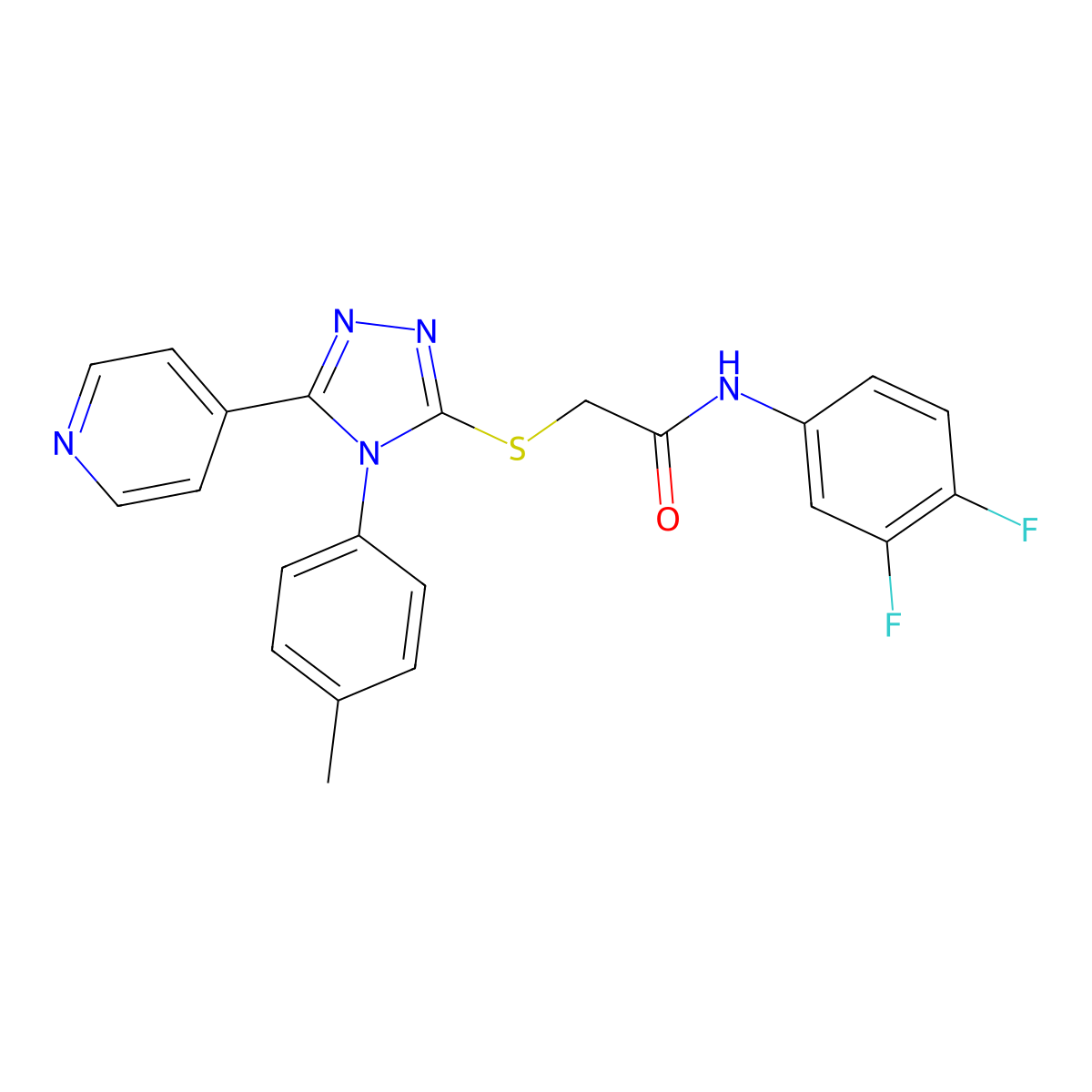 N-(3,4-difluorophenyl)-2-{[4-(4-methylphenyl)-5-(pyridin-4-yl)-4H-1,2,4-triazol-3-yl]sulfanyl}acetamide molecular structure, CAS 499124-67-3