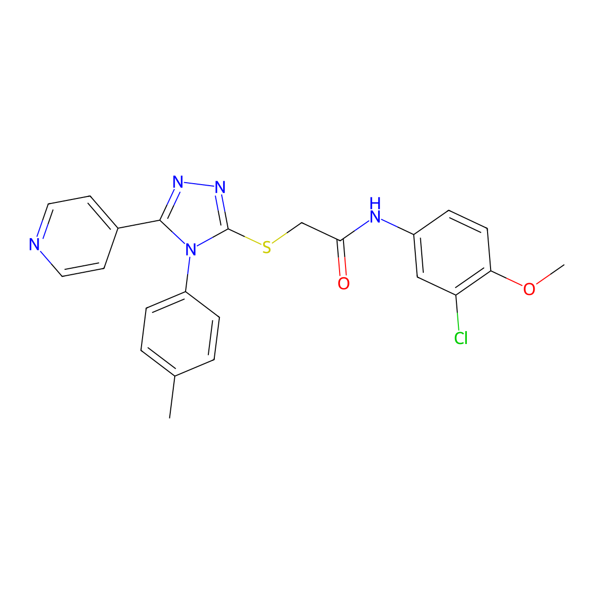 N-(3-chloro-4-methoxyphenyl)-2-{[4-(4-methylphenyl)-5-(pyridin-4-yl)-4H-1,2,4-triazol-3-yl]sulfanyl}acetamide molecular structure, CAS 499124-68-4