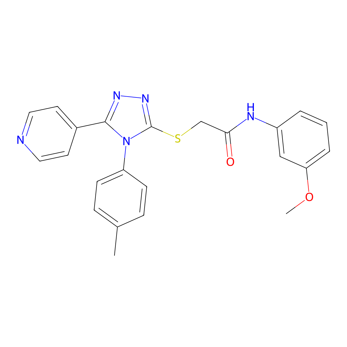 N-(3-methoxyphenyl)-2-{[4-(4-methylphenyl)-5-(pyridin-4-yl)-4H-1,2,4-triazol-3-yl]sulfanyl}acetamide molecular structure, CAS 499124-69-5