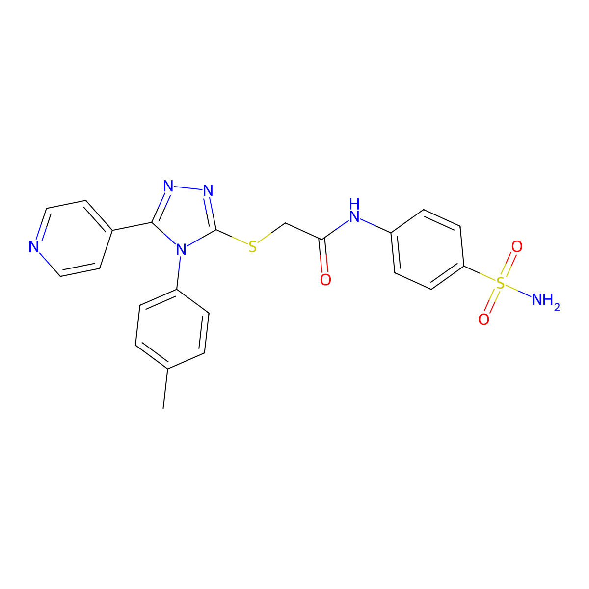 2-{[4-(4-methylphenyl)-5-(pyridin-4-yl)-4H-1,2,4-triazol-3-yl]sulfanyl}-N-(4-sulfamoylphenyl)acetamide molecular structure, CAS 499124-70-8
