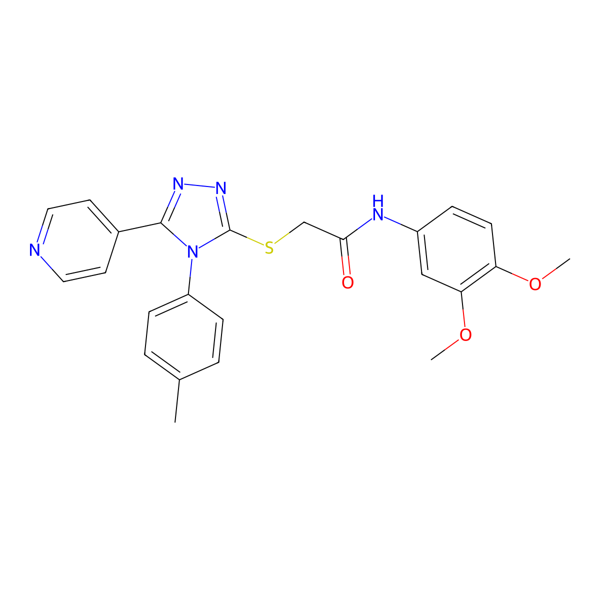 N-(3,4-dimethoxyphenyl)-2-{[4-(4-methylphenyl)-5-(pyridin-4-yl)-4H-1,2,4-triazol-3-yl]sulfanyl}acetamide molecular structure, CAS 499124-71-9