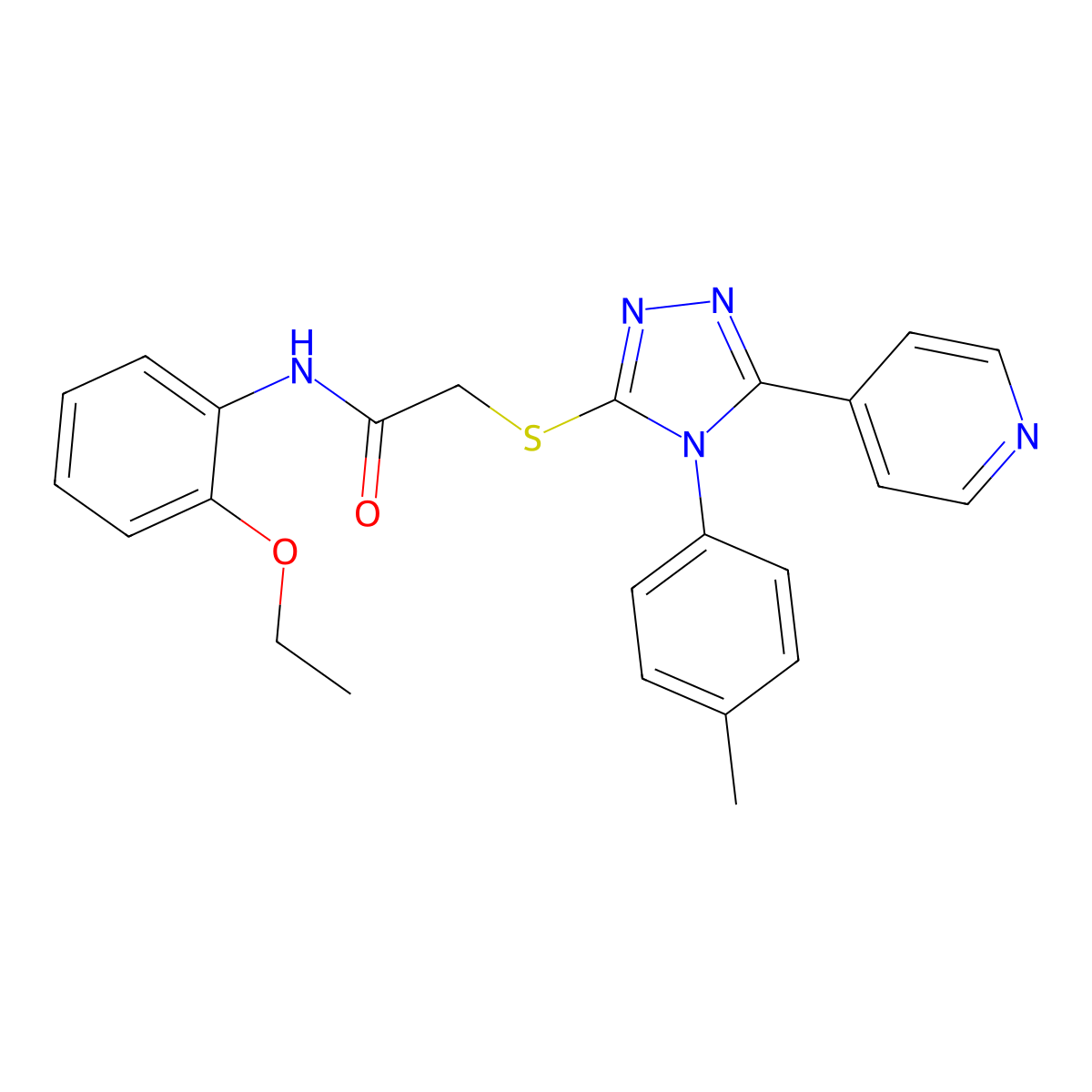 N-(2-ethoxyphenyl)-2-{[4-(4-methylphenyl)-5-(pyridin-4-yl)-4H-1,2,4-triazol-3-yl]sulfanyl}acetamide molecular structure, CAS 499124-72-0