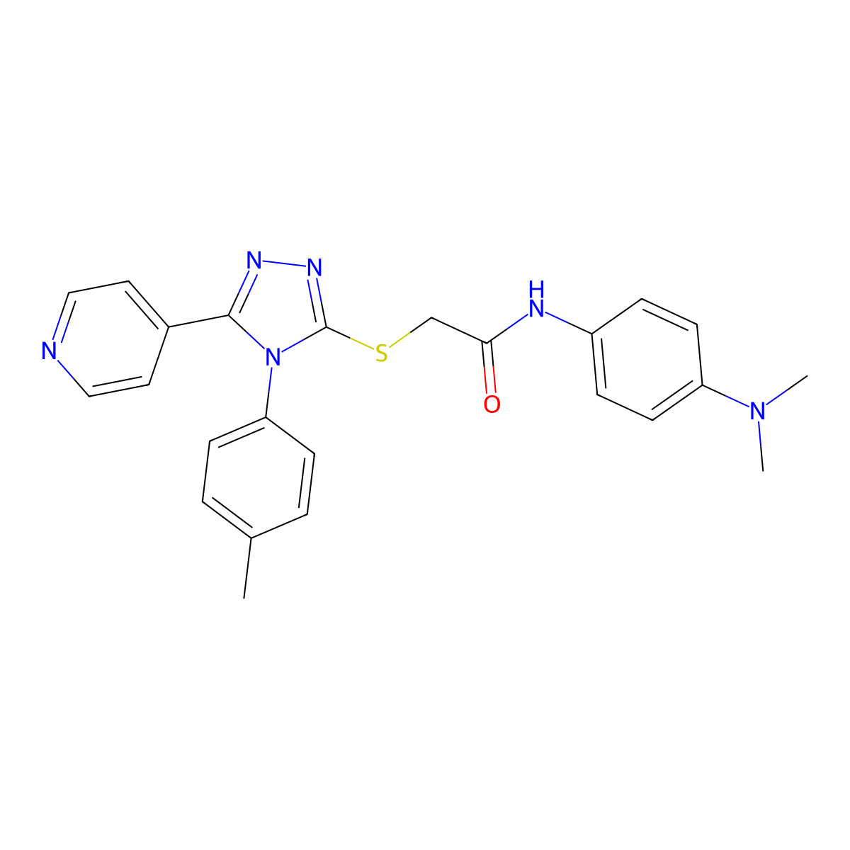 N-[4-(dimethylamino)phenyl]-2-{[4-(4-methylphenyl)-5-(pyridin-4-yl)-4H-1,2,4-triazol-3-yl]sulfanyl}acetamide molecular structure, CAS 499124-73-1