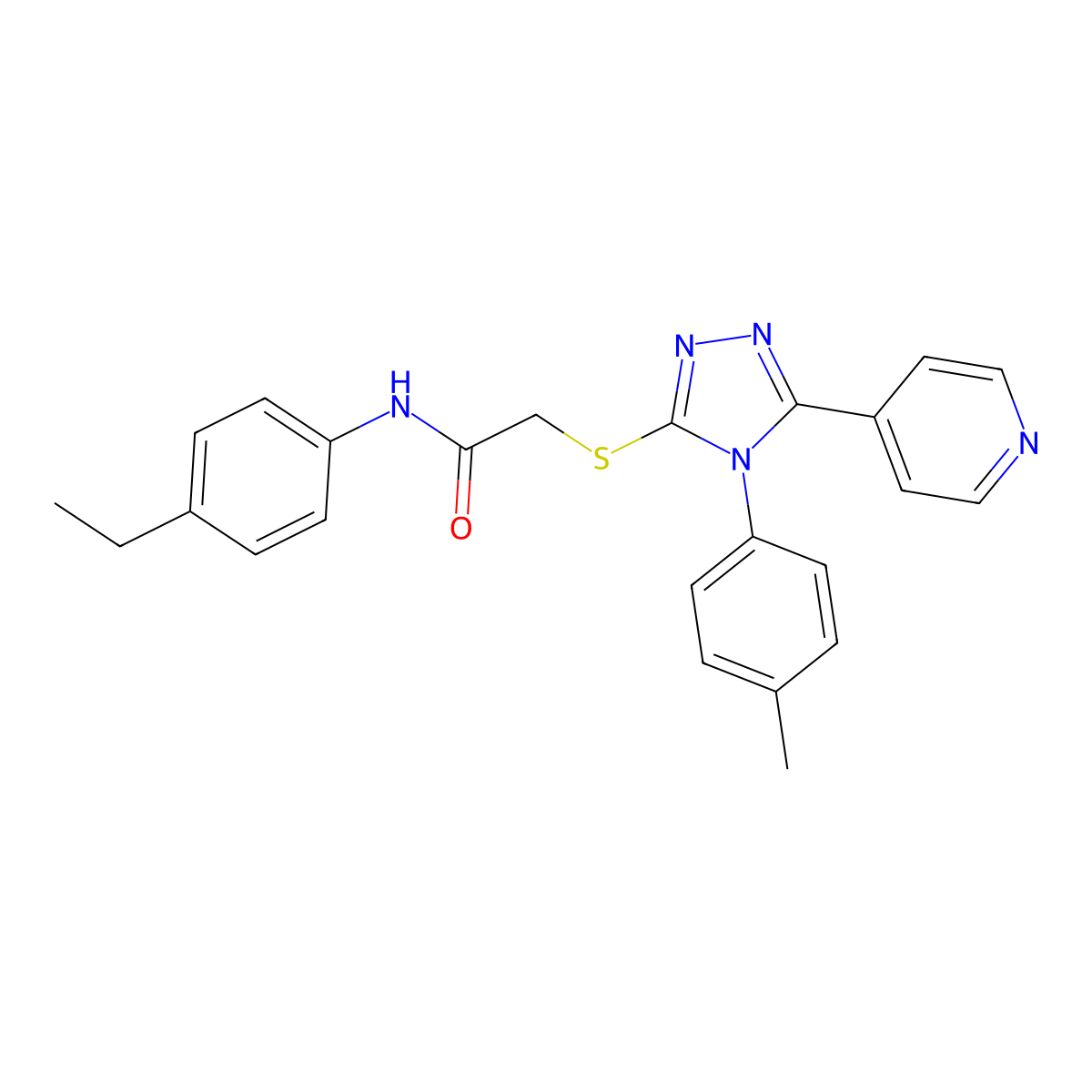 N-(4-Ethylphenyl)-2-{[4-(4-methylphenyl)-5-(4-pyridinyl)-4H-1,2,4-triazol-3-YL]sulfanyl}acetamide molecular structure, CAS 499124-79-7