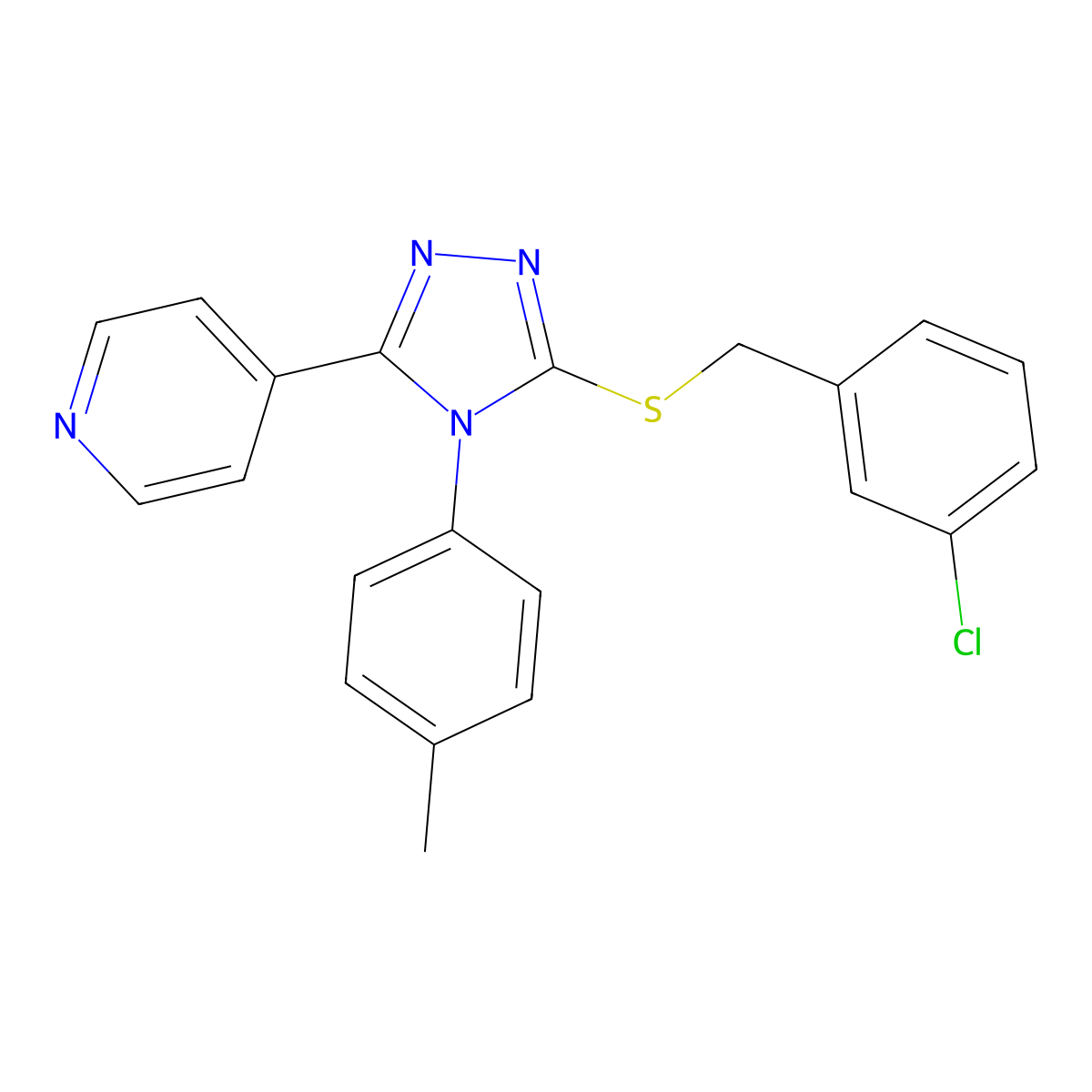 4-{5-[(3-chlorobenzyl)sulfanyl]-4-(4-methylphenyl)-4H-1,2,4-triazol-3-yl}pyridine molecular structure, CAS 499124-81-1