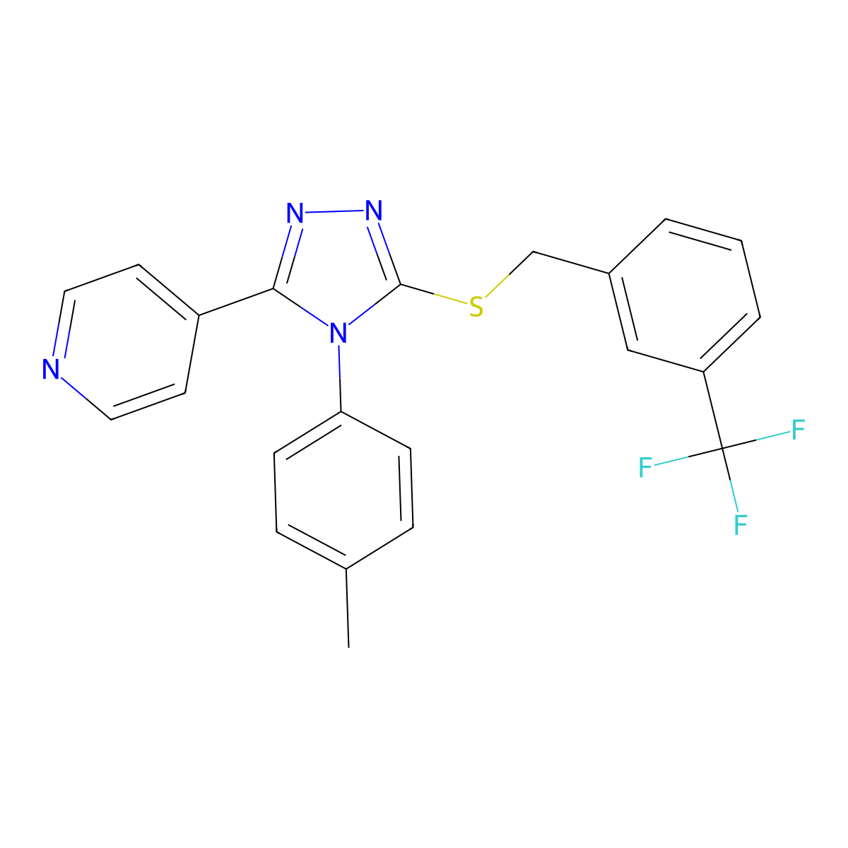 4-[4-(4-methylphenyl)-5-{[3-(trifluoromethyl)benzyl]sulfanyl}-4H-1,2,4-triazol-3-yl]pyridine molecular structure, CAS 499124-84-4