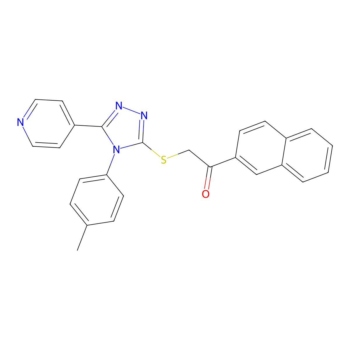 2-{[4-(4-Methylphenyl)-5-(4-pyridinyl)-4H-1,2,4-triazol-3-YL]sulfanyl}-1-(2-naphthyl)ethanone molecular structure, CAS 499124-86-6