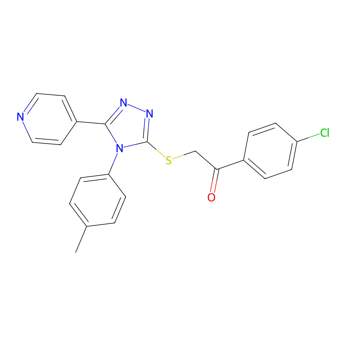 1-(4-Chlorophenyl)-2-{[4-(4-methylphenyl)-5-(4-pyridinyl)-4H-1,2,4-triazol-3-YL]sulfanyl}ethanone molecular structure, CAS 499124-87-7