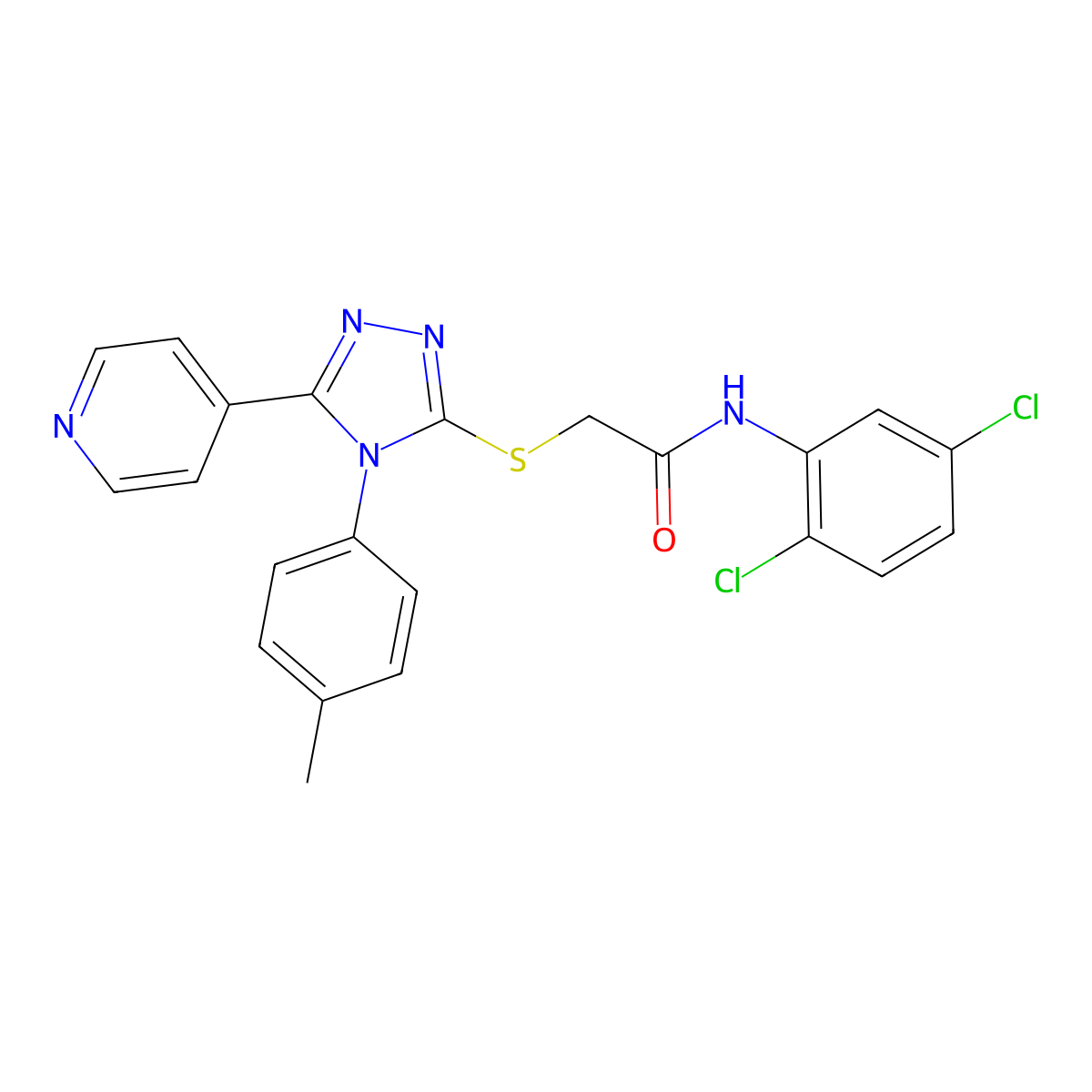 N-(2,5-dichlorophenyl)-2-{[4-(4-methylphenyl)-5-(pyridin-4-yl)-4H-1,2,4-triazol-3-yl]sulfanyl}acetamide molecular structure, CAS 499124-88-8