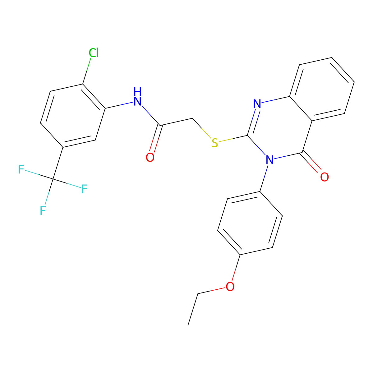 N-[2-chloro-5-(trifluoromethyl)phenyl]-2-{[3-(4-ethoxyphenyl)-4-oxo-3,4-dihydroquinazolin-2-yl]sulfanyl}acetamide molecular structure, CAS 499125-03-0
