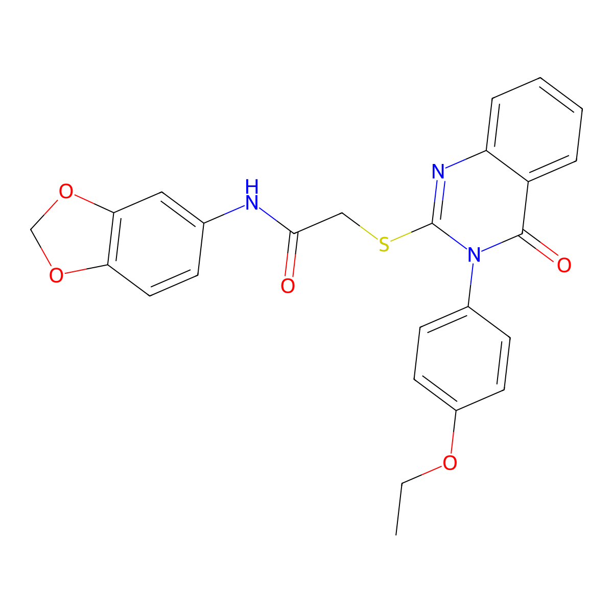 N-Benzo[1,3]dioxol-5-yl-2-[3-(4-ethoxy-phenyl)-4-oxo-3,4-dihydro-quinazolin-2-ylsulfanyl]-acetamide molecular structure, CAS 499125-06-3