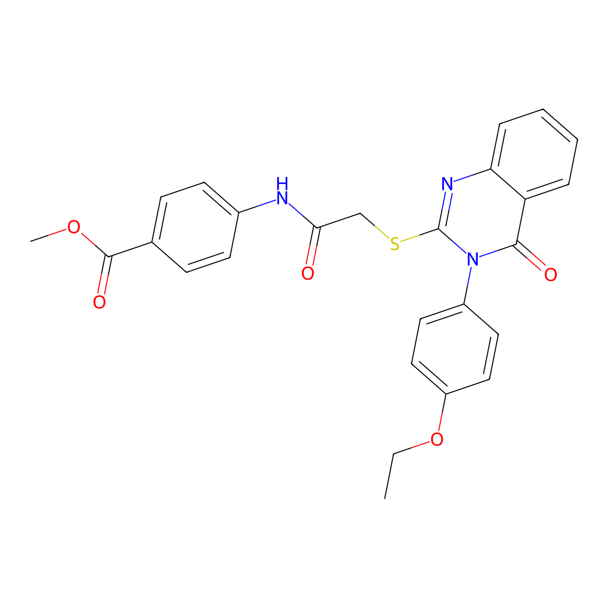 Methyl 4-[[2-[3-(4-ethoxyphenyl)-4-oxoquinazolin-2-yl]sulfanylacetyl]amino]benzoate molecular structure, CAS 499125-15-4