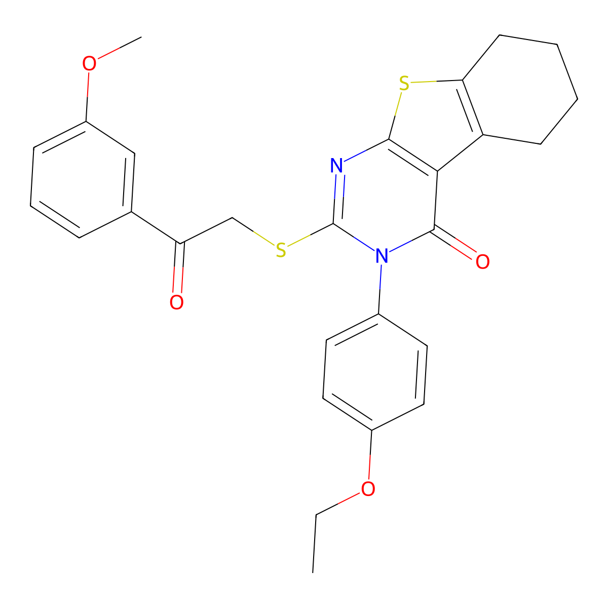 3-(4-ethoxyphenyl)-2-{[2-(3-methoxyphenyl)-2-oxoethyl]sulfanyl}-5,6,7,8-tetrahydro[1]benzothieno[2,3-d]pyrimidin-4(3H)-one molecular structure, CAS 499125-38-1