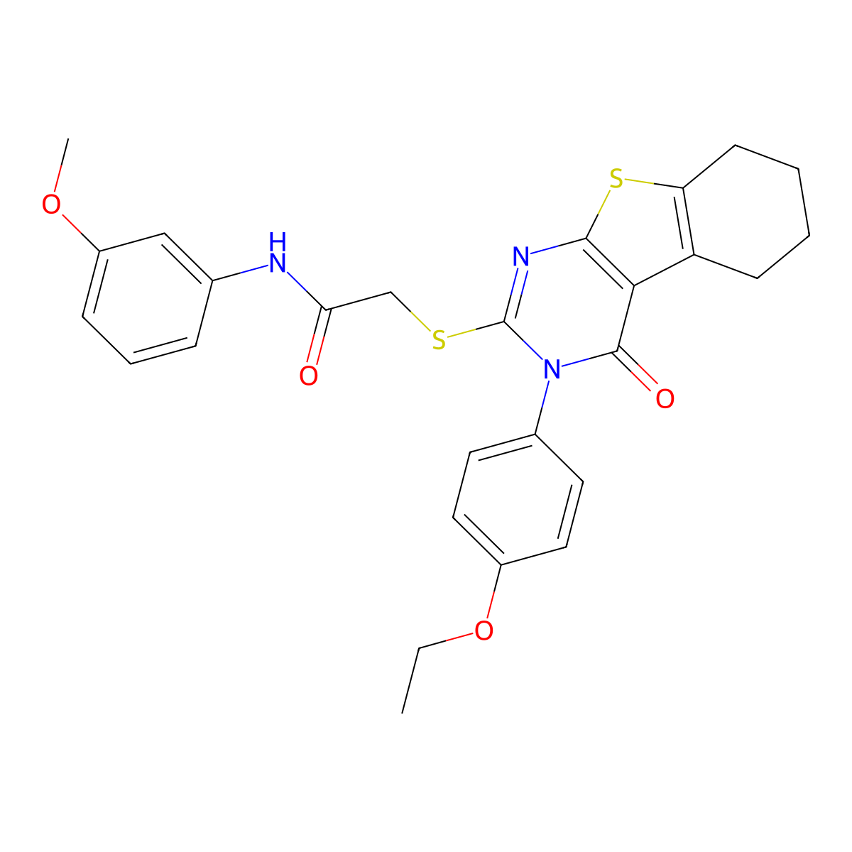 2-{[3-(4-ethoxyphenyl)-4-oxo-3,4,5,6,7,8-hexahydro[1]benzothieno[2,3-d]pyrimidin-2-yl]sulfanyl}-N-(3-methoxyphenyl)acetamide molecular structure, CAS 499125-41-6