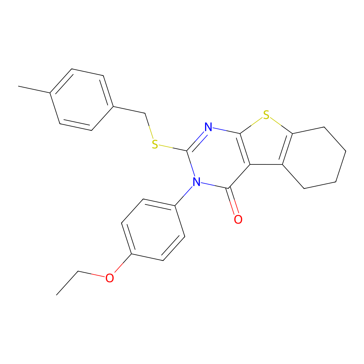 3-(4-Ethoxyphenyl)-2-[(4-methylbenzyl)sulfanyl]-5,6,7,8-tetrahydro[1]benzothieno[2,3-D]pyrimidin-4(3H)-one molecular structure, CAS 499125-44-9