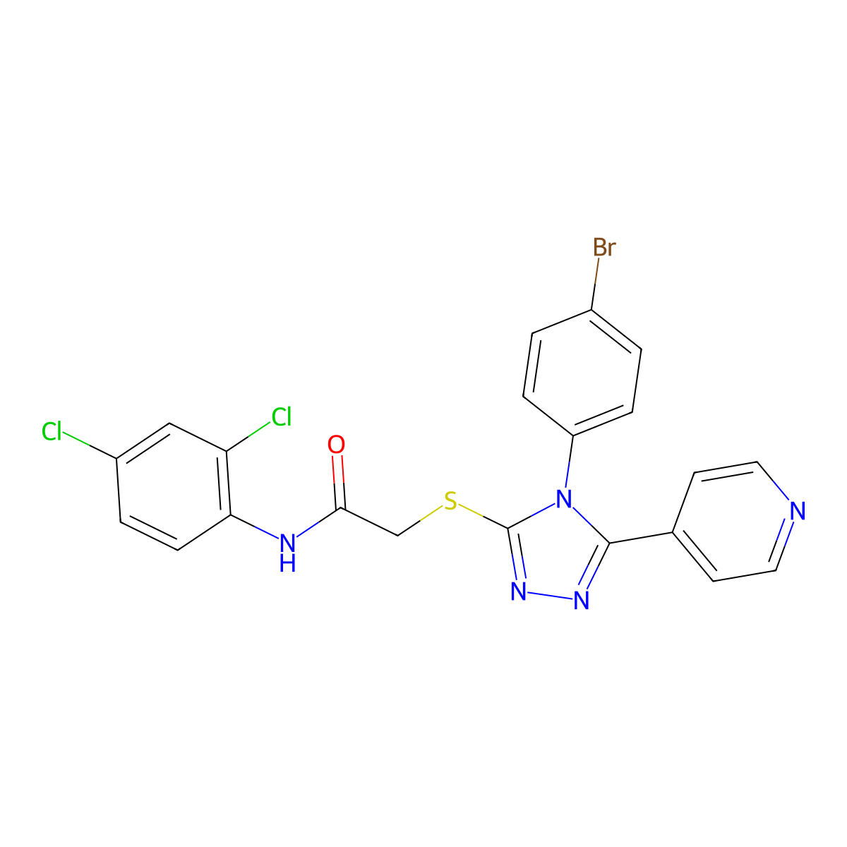 2-{[4-(4-bromophenyl)-5-(pyridin-4-yl)-4H-1,2,4-triazol-3-yl]sulfanyl}-N-(2,4-dichlorophenyl)acetamide molecular structure, CAS 499125-53-0